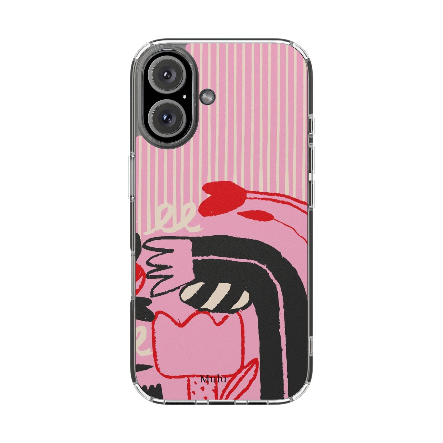 Clear Impact-Resistant Case — Pink Cute Heart Cartoon Design