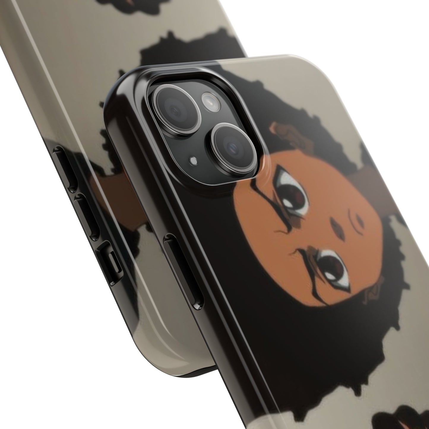Tough Phone Case — Afro Anime Duo Face Design, Protective Shockproof Cover