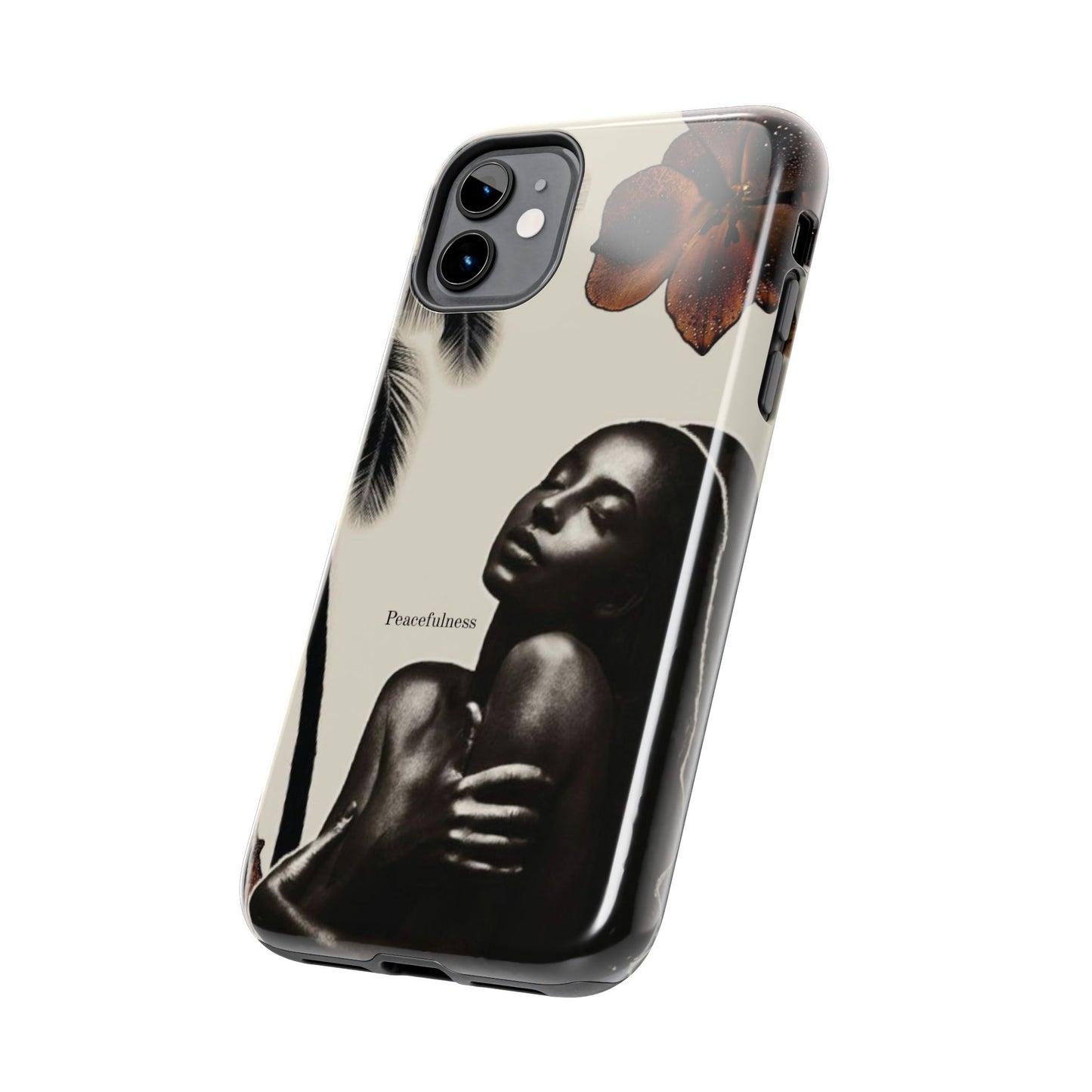 Tough Phone Case — "Peacefulness" Artistic Black Woman Floral Design
