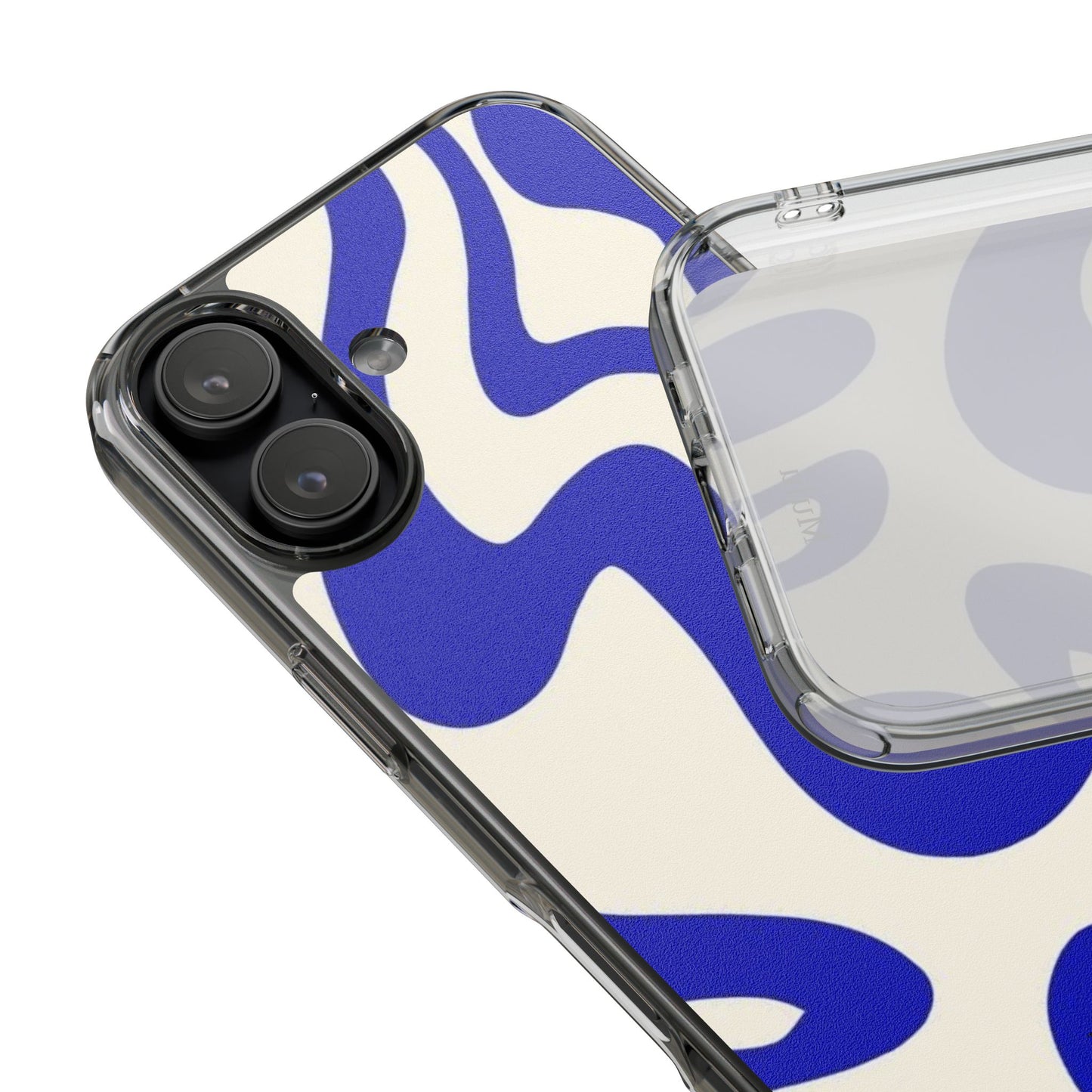 Clear Impact-Resistant Case — Blue Abstract Wavy Pattern