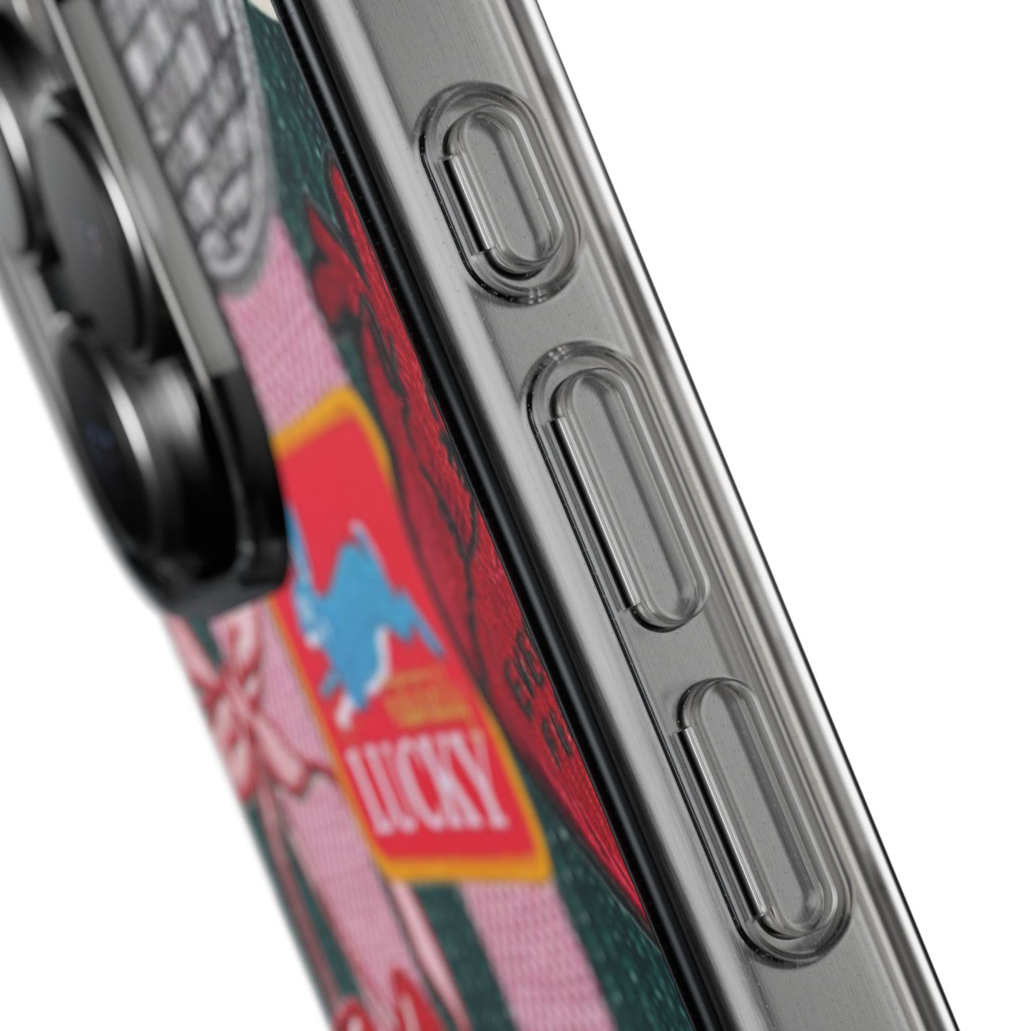 Clear Impact-Resistant Phone Case — Retro Patchwork Stickers (Lucky, Cherries, Silly Goose)