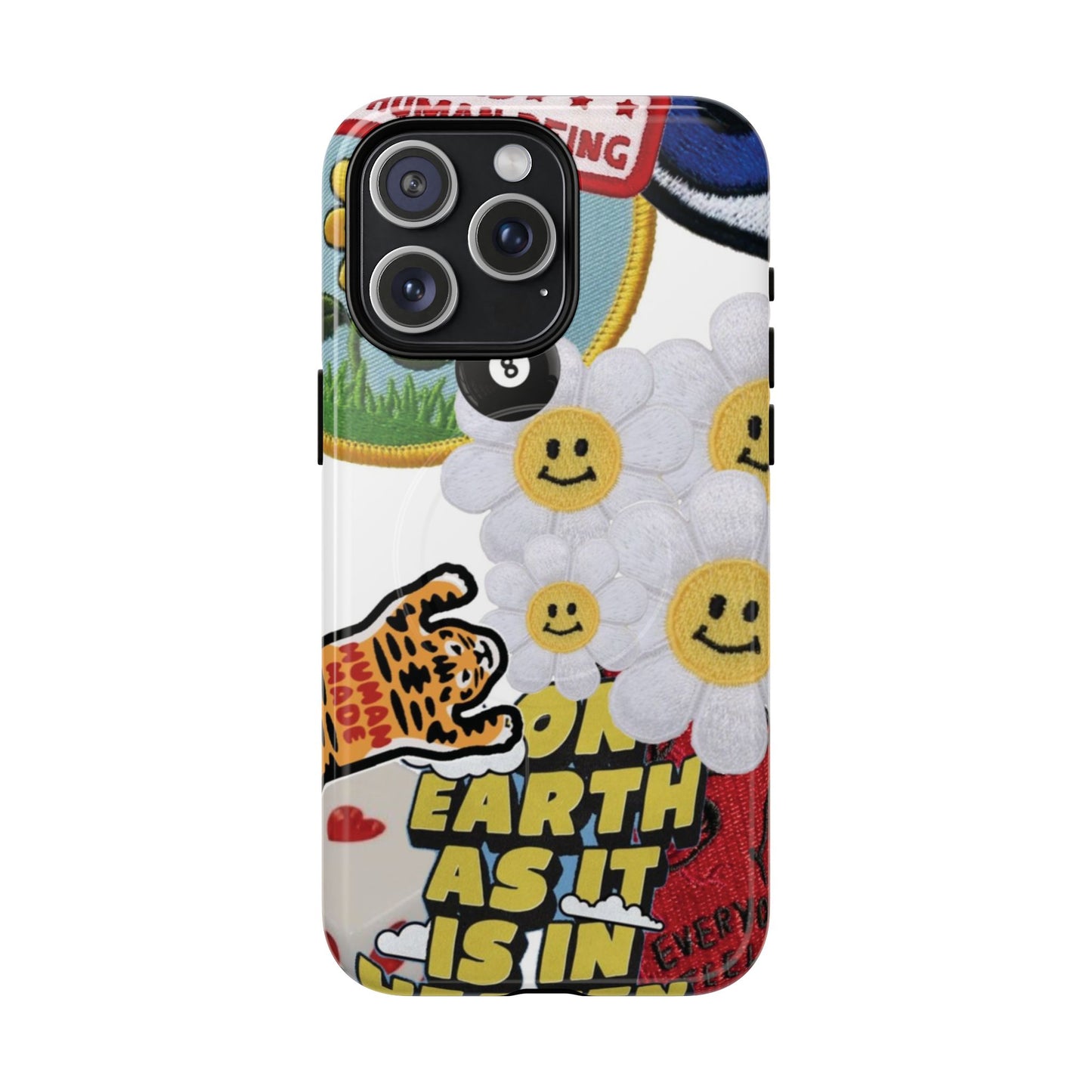 Phone Case — Retro Smiley Daisy Collage Tough Magnetic Cover