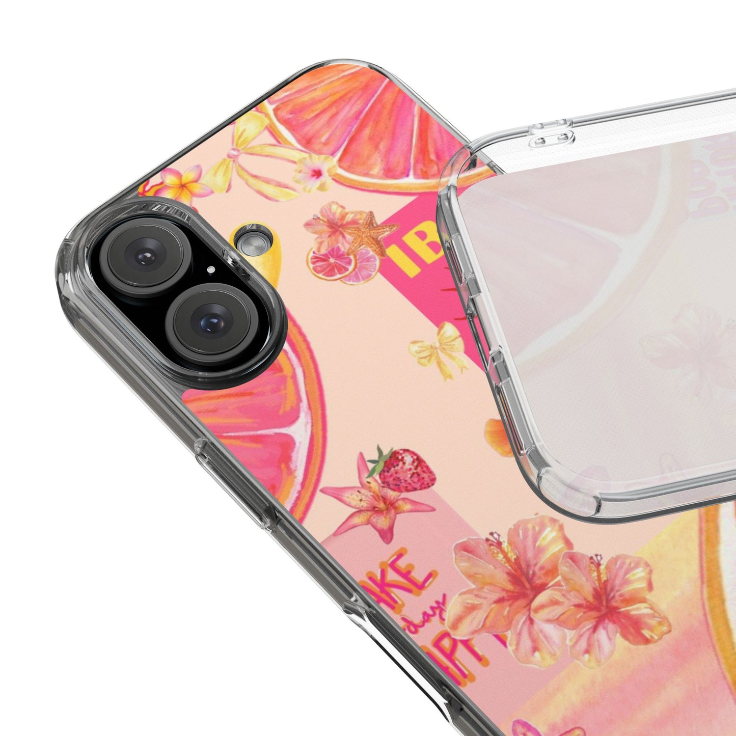 Clear Impact Phone Case — Pink Ibiza Citrus Floral Design