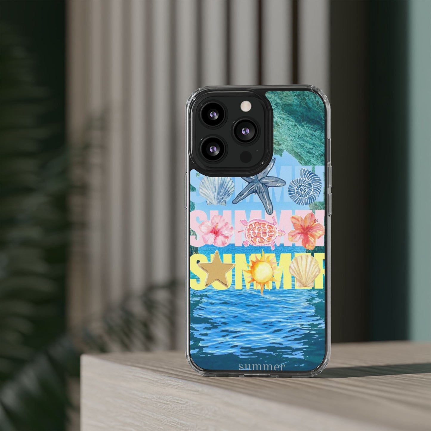 Clear Summer Beach Phone Case — Impact‑Resistant Tropical Design