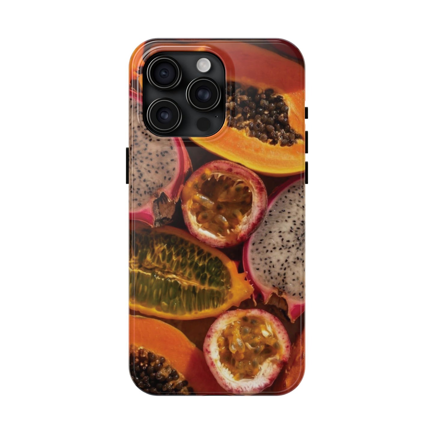 Tropical Fruit Tough Phone Case — Papaya & Dragon Fruit Design