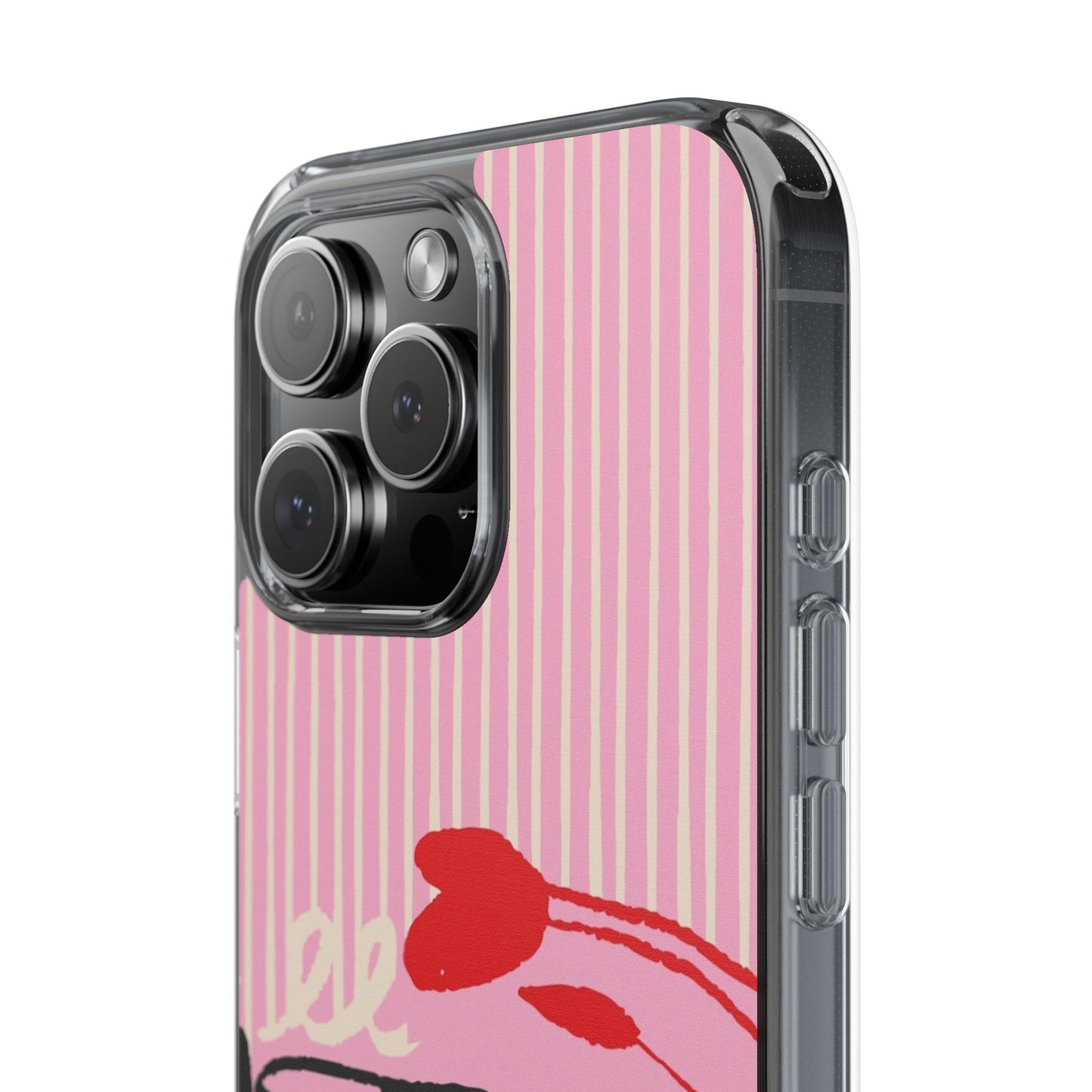 Clear Impact-Resistant Case — Pink Cute Heart Cartoon Design