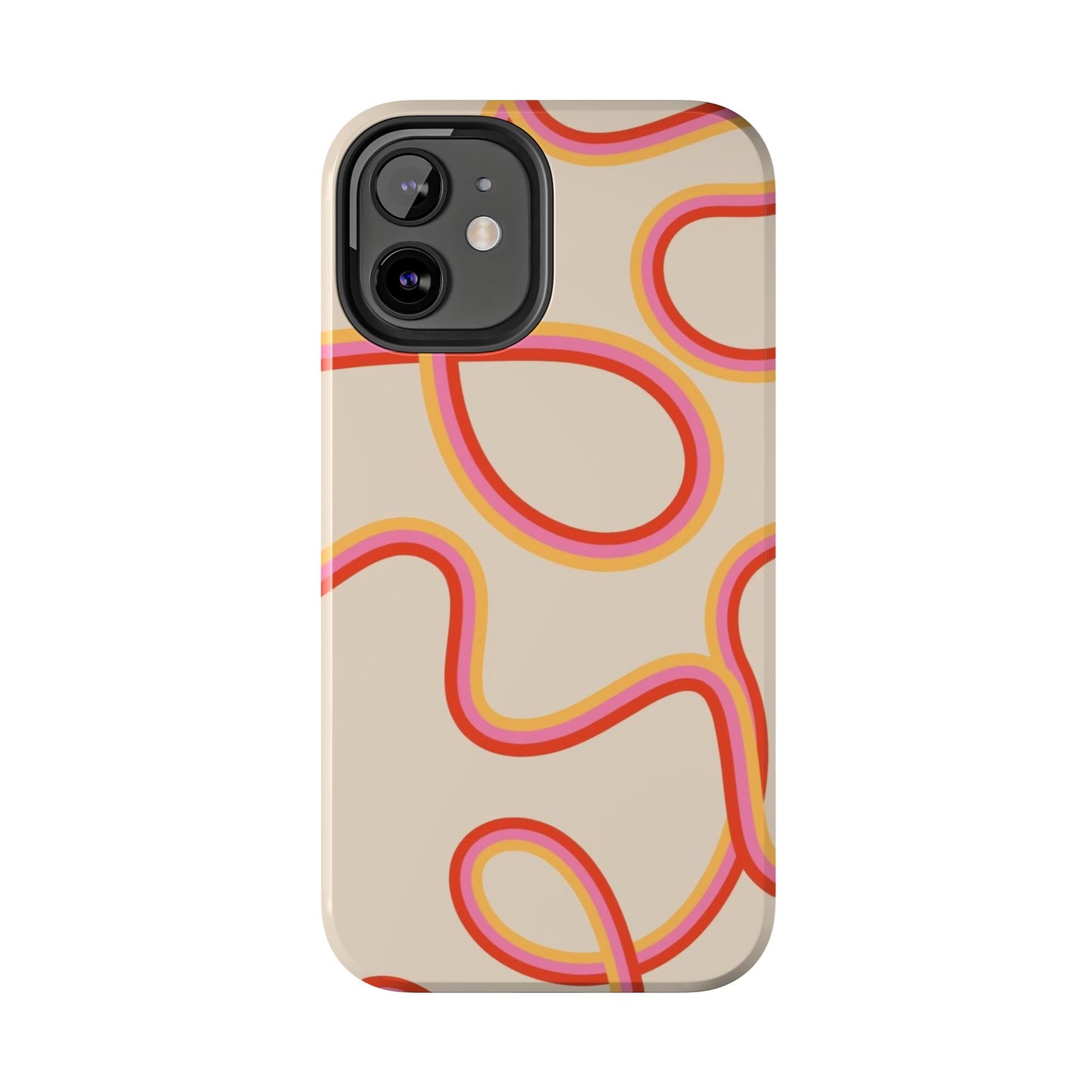Retro Swirl Tough Phone Case — Beige Pink Orange Abstract Protection