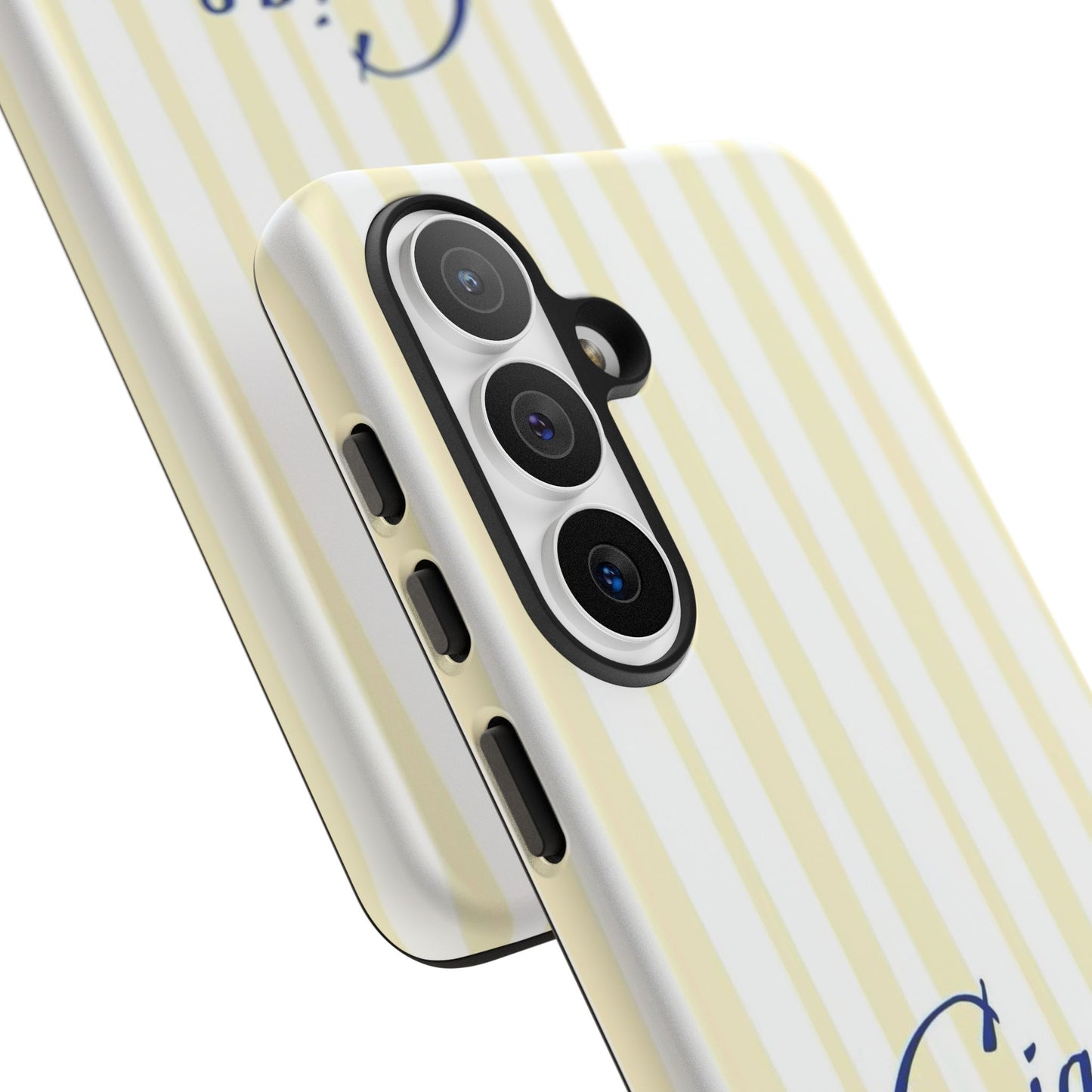 Ciao Bella Phone Case – Striped Elegant Italian Script Protective Cover