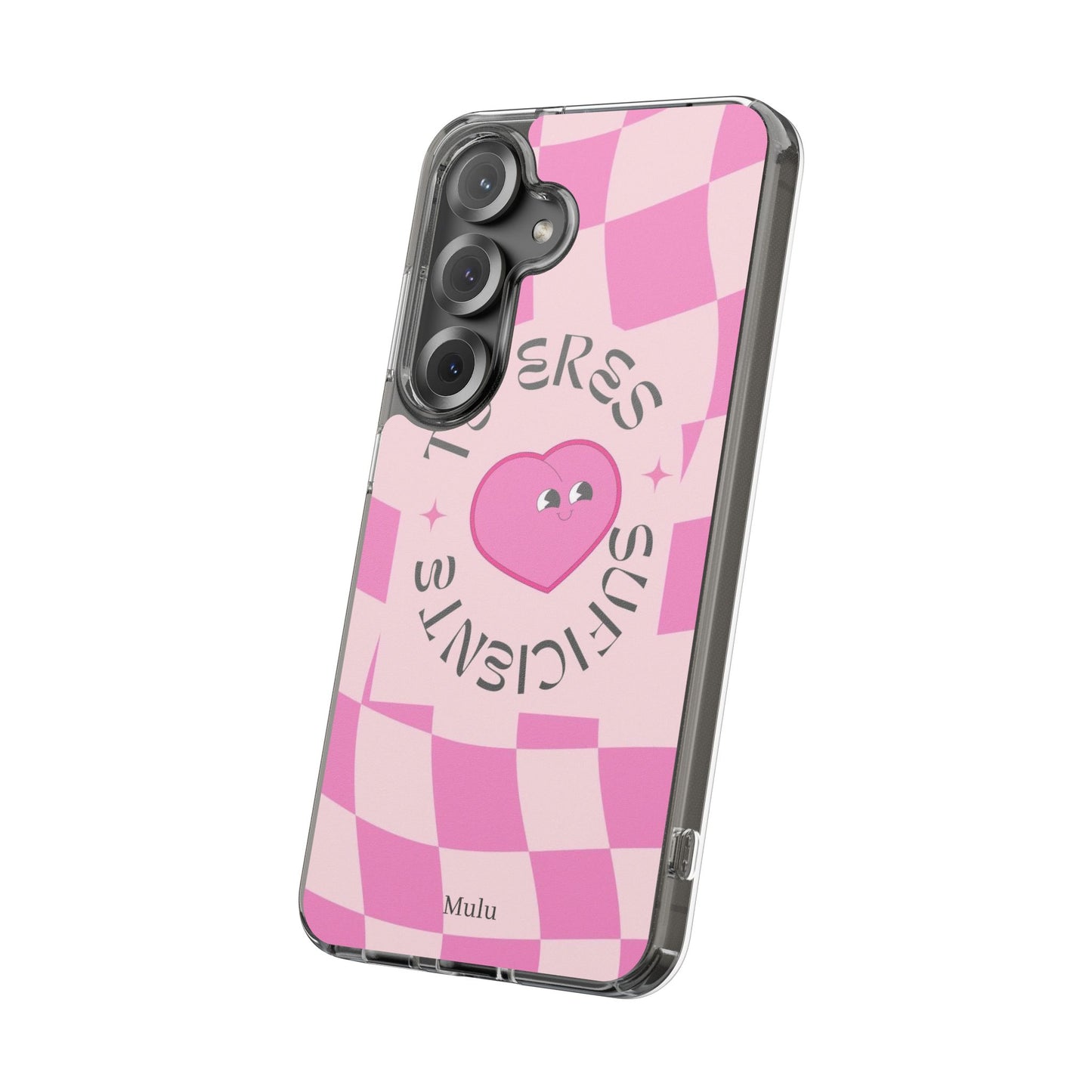 Clear Impact-Resistant Phone Case — Pink Checkerheart “Tu Eres Suficiente” Design