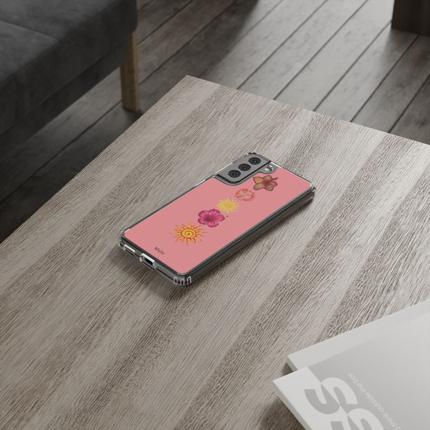 Clear Impact-Resistant Phone Case — Tropical Sun & Hibiscus Floral Design