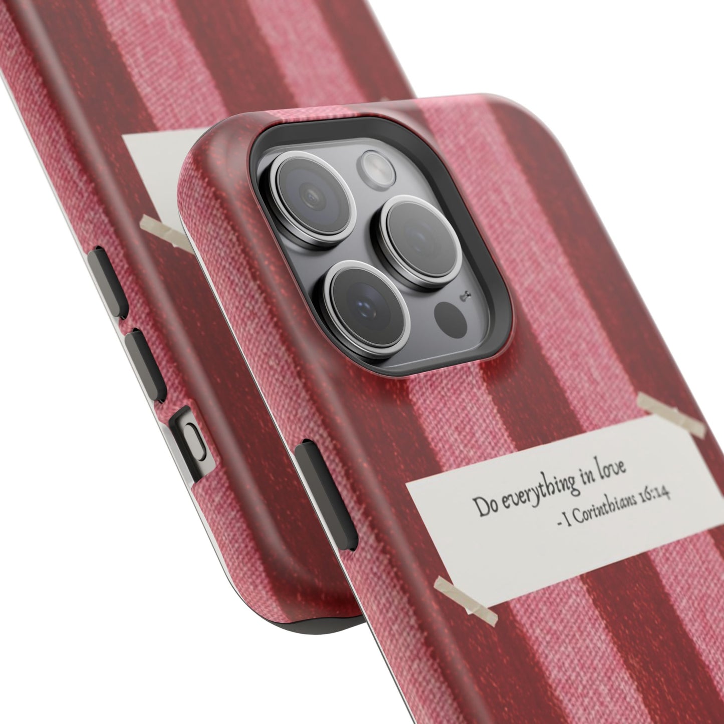 Christian Quote Red Stripe Phone Case — “Do everything in love” Magnetic Impact-Resistant Case