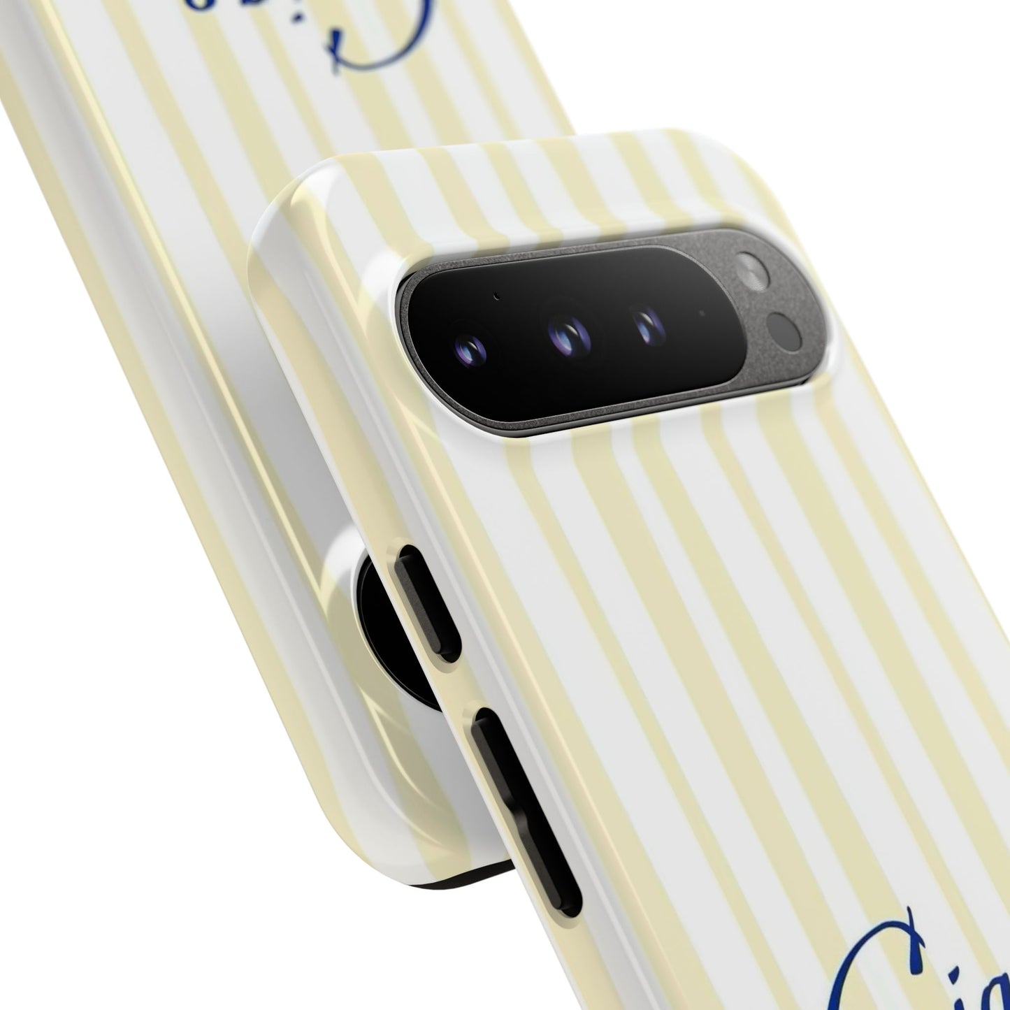 Ciao Bella Phone Case – Striped Elegant Italian Script Protective Cover