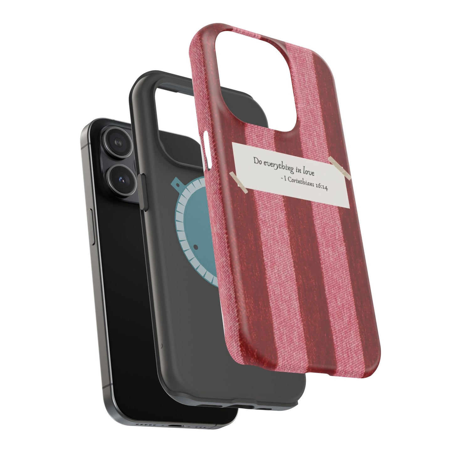 Christian Quote Red Stripe Phone Case — “Do everything in love” Magnetic Impact-Resistant Case