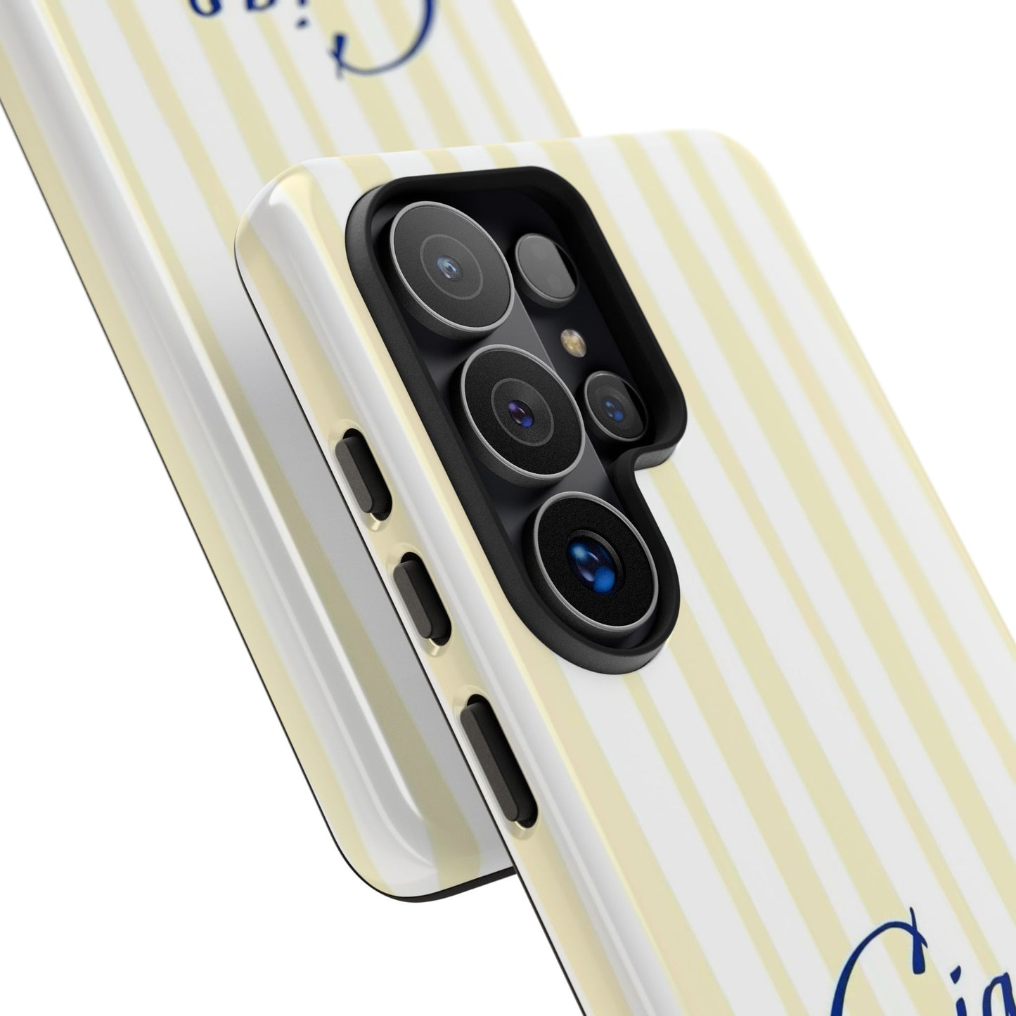 Ciao Bella Phone Case – Striped Elegant Italian Script Protective Cover
