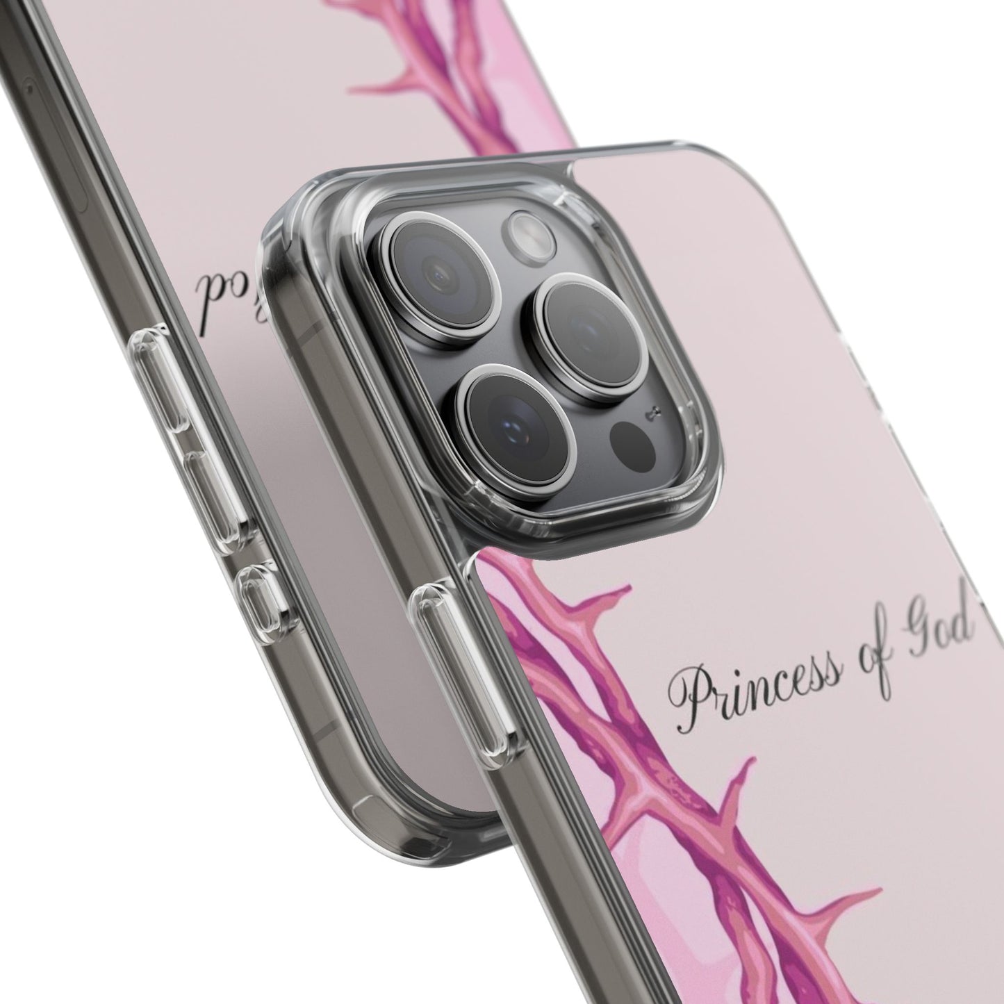 Phone Case — "Princess of God" Pink Crown of Thorns Clear Impact-Resistant Case