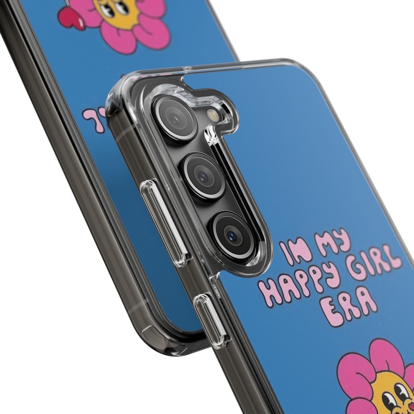 Clear Impact-Resistant Phone Case — “I’m My Happy Girl Era” Cute Flower Design