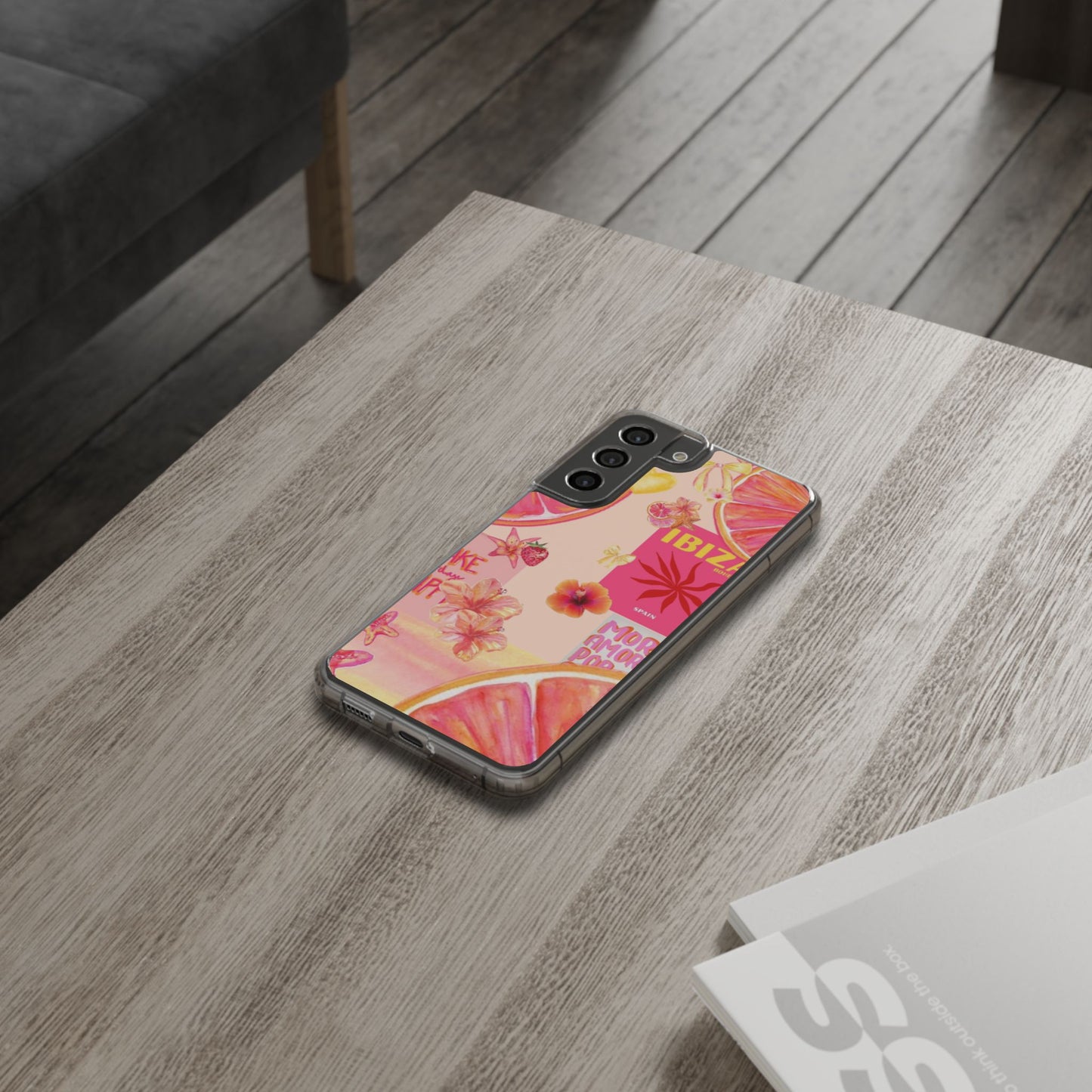 Clear Impact Phone Case — Pink Ibiza Citrus Floral Design