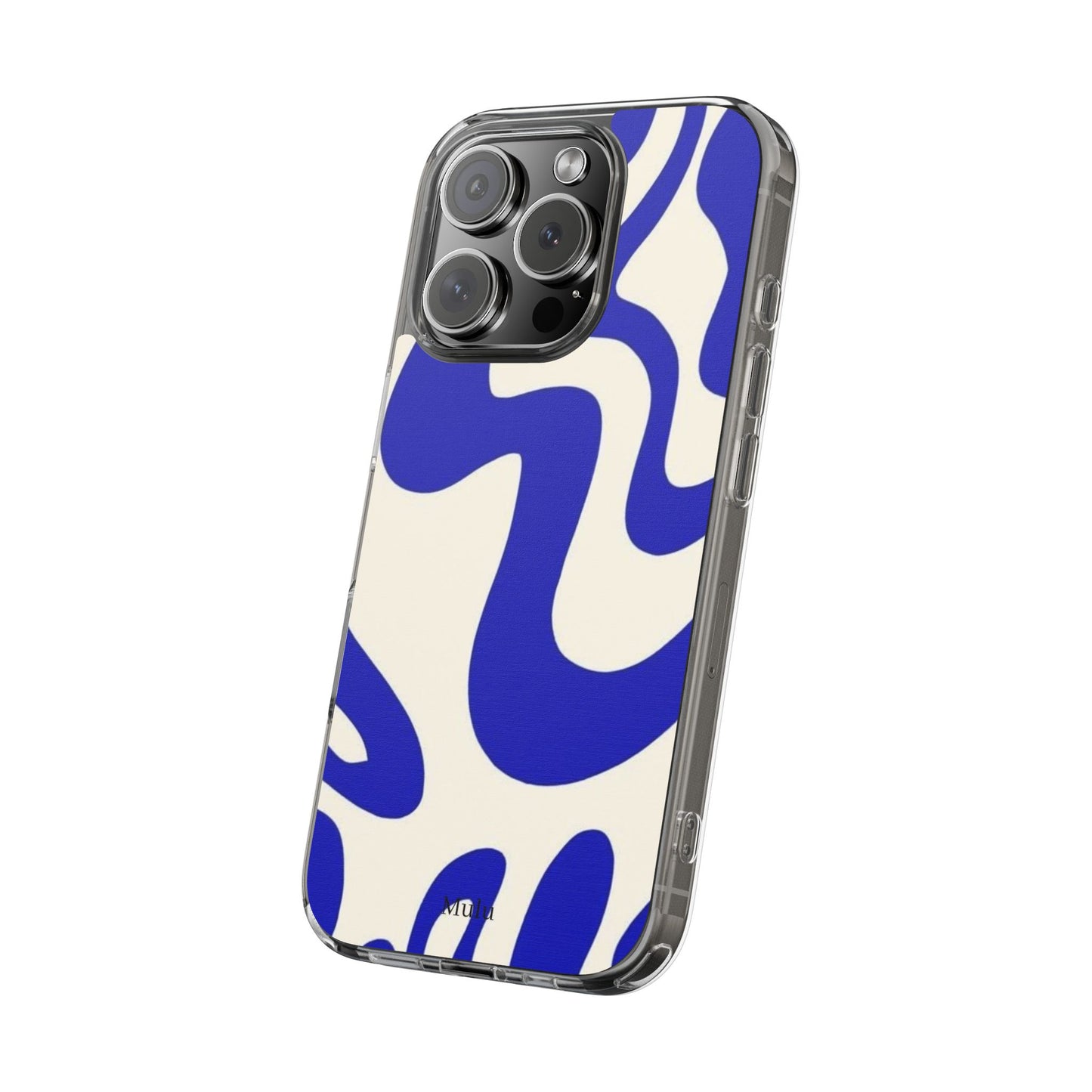 Clear Impact-Resistant Case — Blue Abstract Wavy Pattern