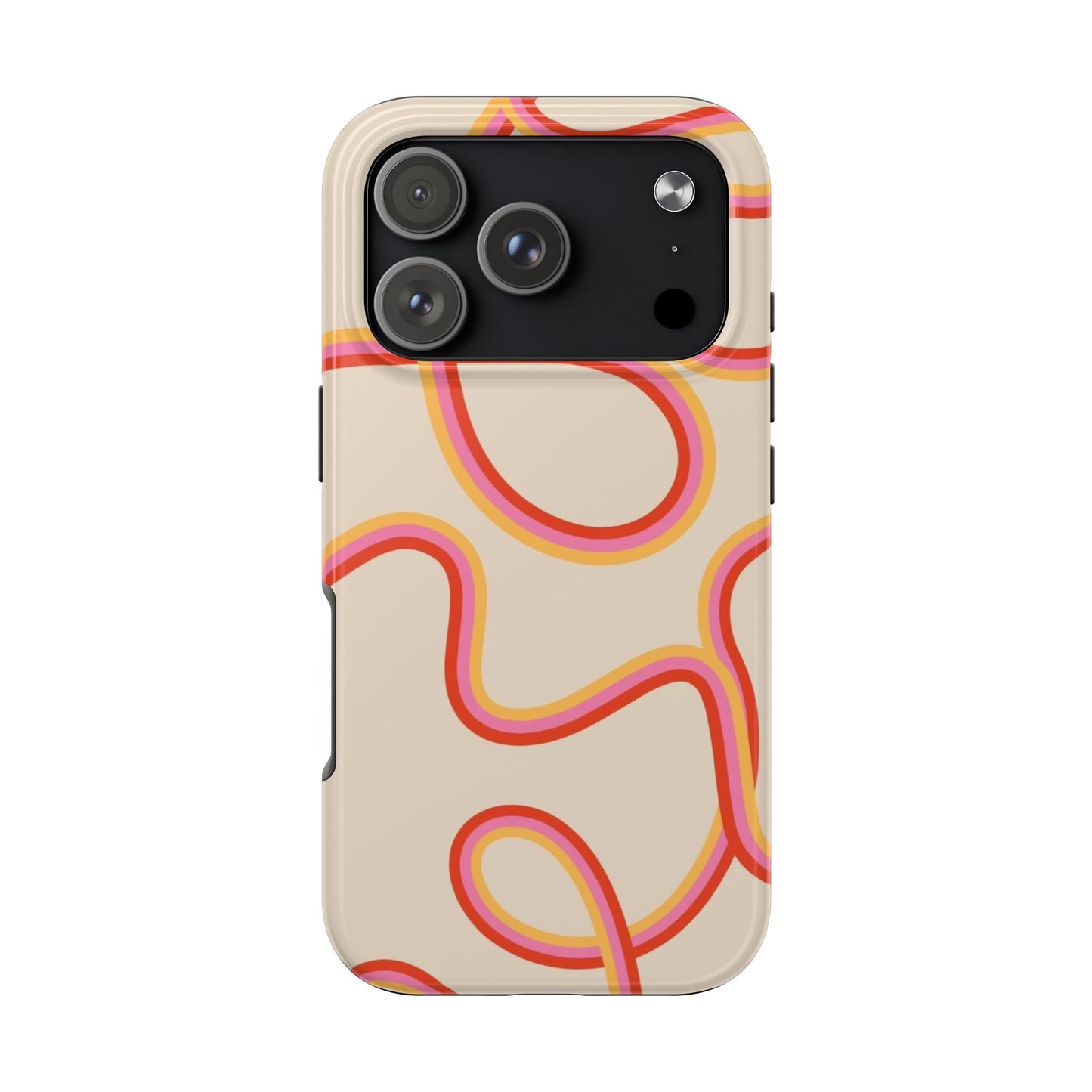 Retro Swirl Tough Phone Case — Beige Pink Orange Abstract Protection