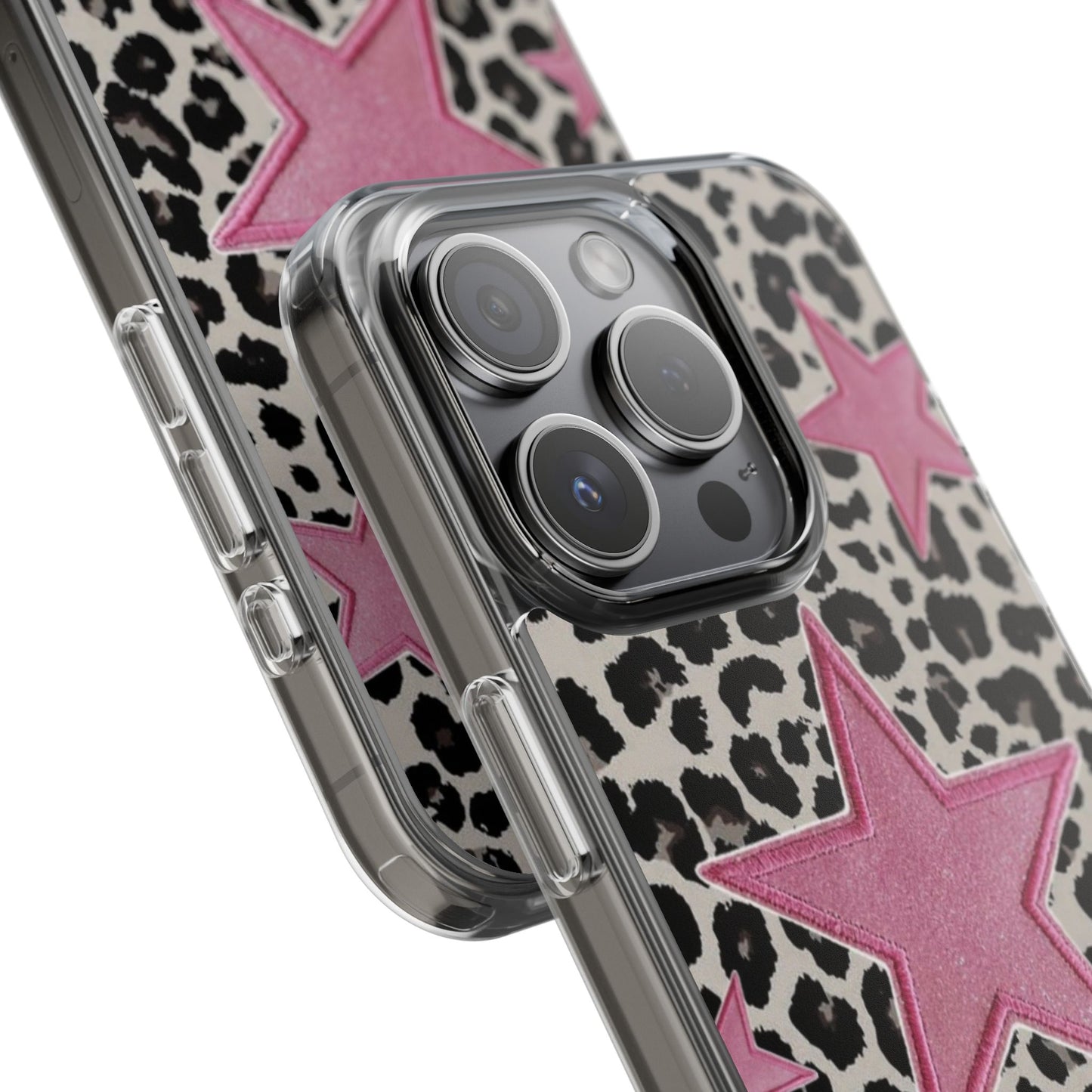 Pink Star Leopard Clear Impact Phone Case