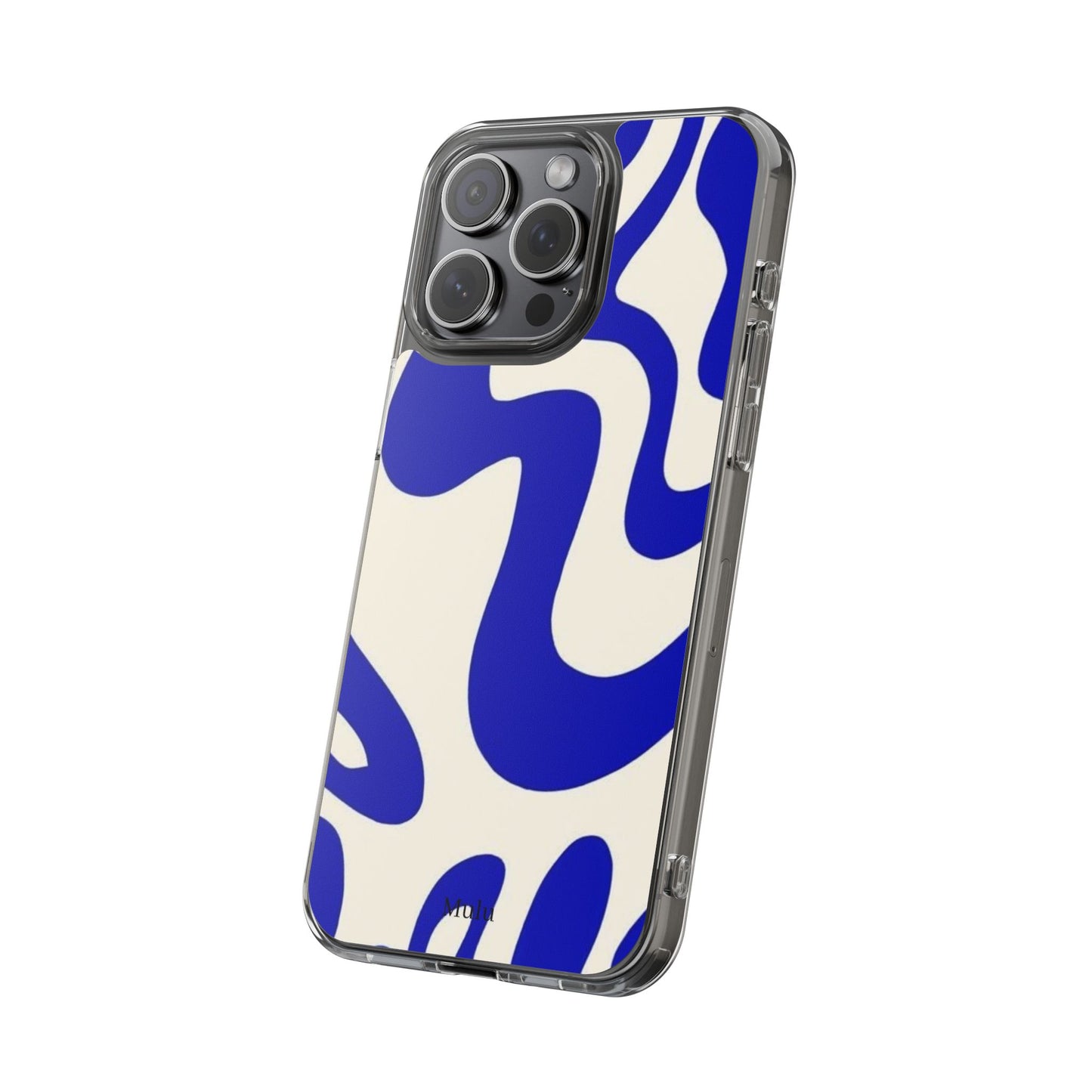 Clear Impact-Resistant Case — Blue Abstract Wavy Pattern
