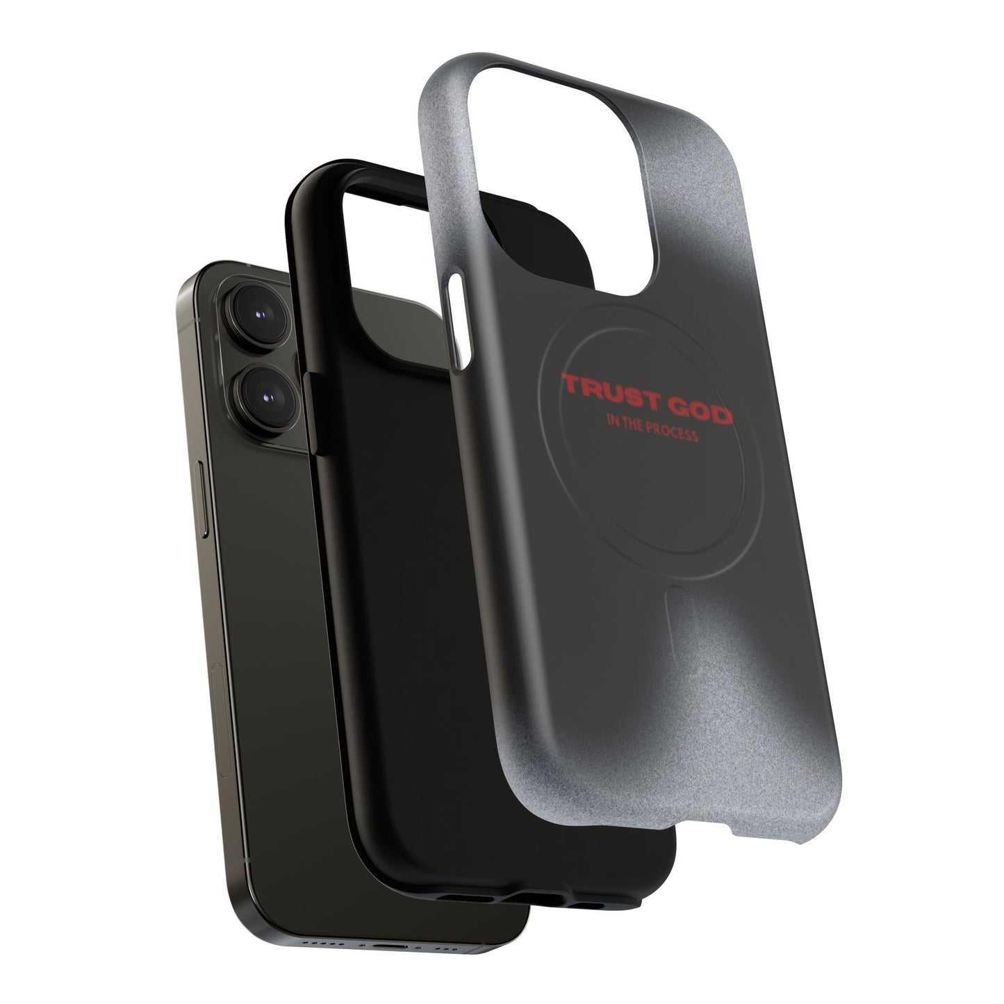 MagSafe Phone Case — "Trust God in the Process" Black Magnetic Tough Case
