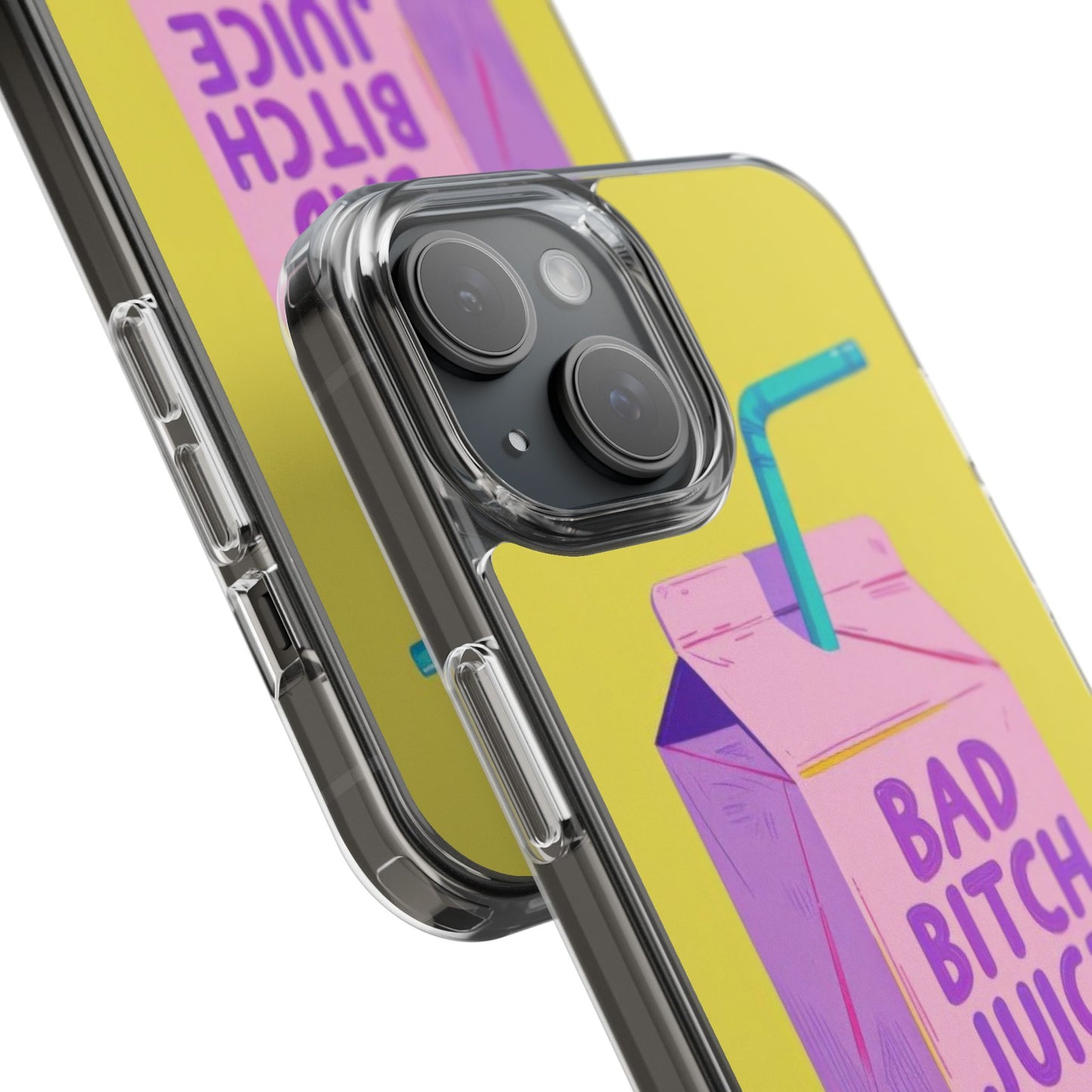 Clear Impact-Resistant Phone Case — "Bad Bitch Juice" Cartoon Juice Box Design