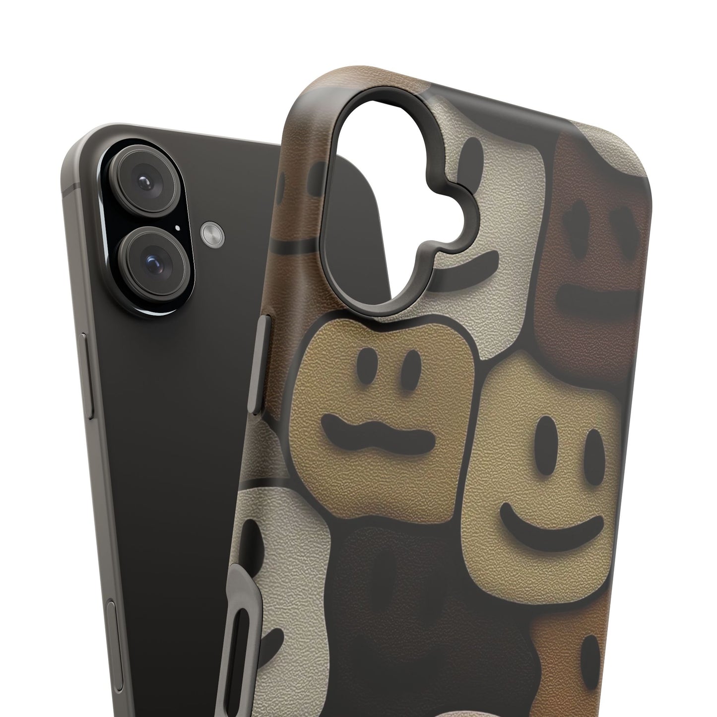 Magnetic Impact-Resistant Case — Brown Smiley Tile Phone Cover