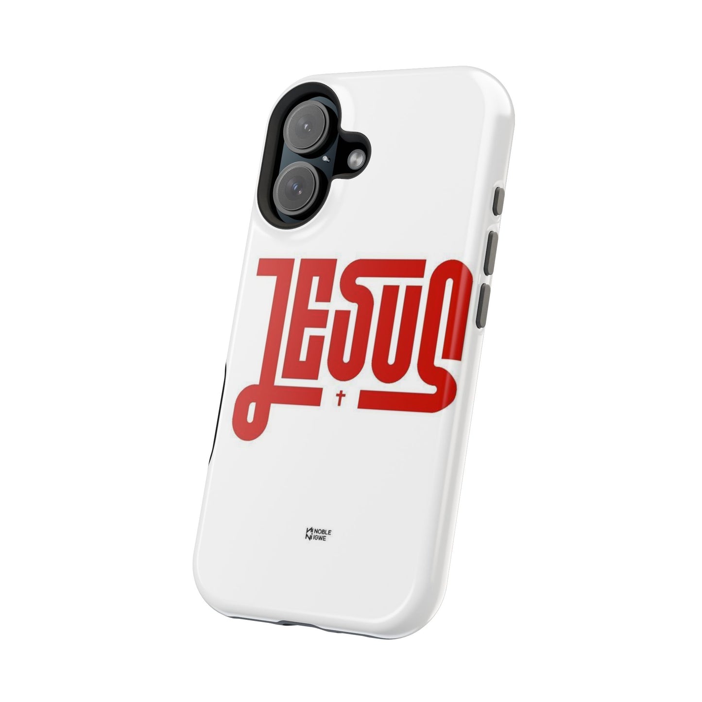 Jesus Magnetic Impact‑Resistant Phone Case — Bold Red Script Christian iPhone Cover