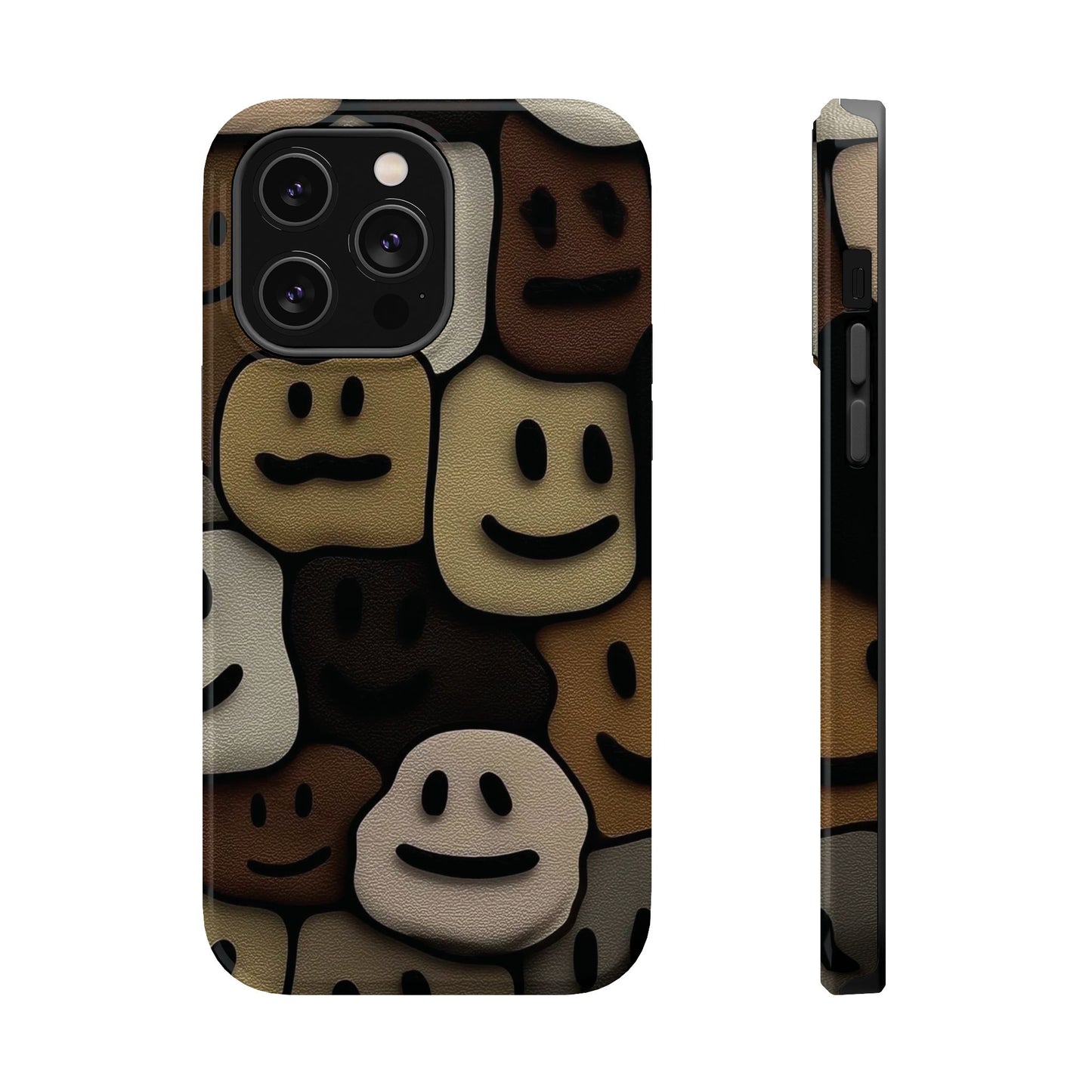 Magnetic Impact-Resistant Case — Brown Smiley Tile Phone Cover