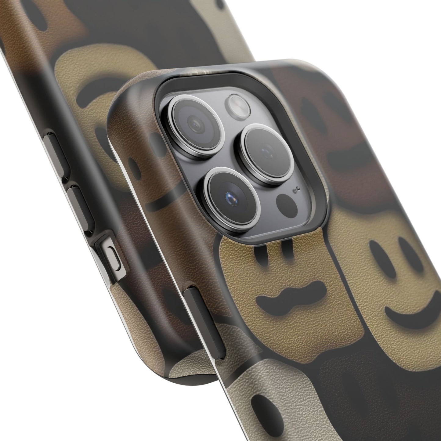 Magnetic Impact-Resistant Case — Brown Smiley Tile Phone Cover