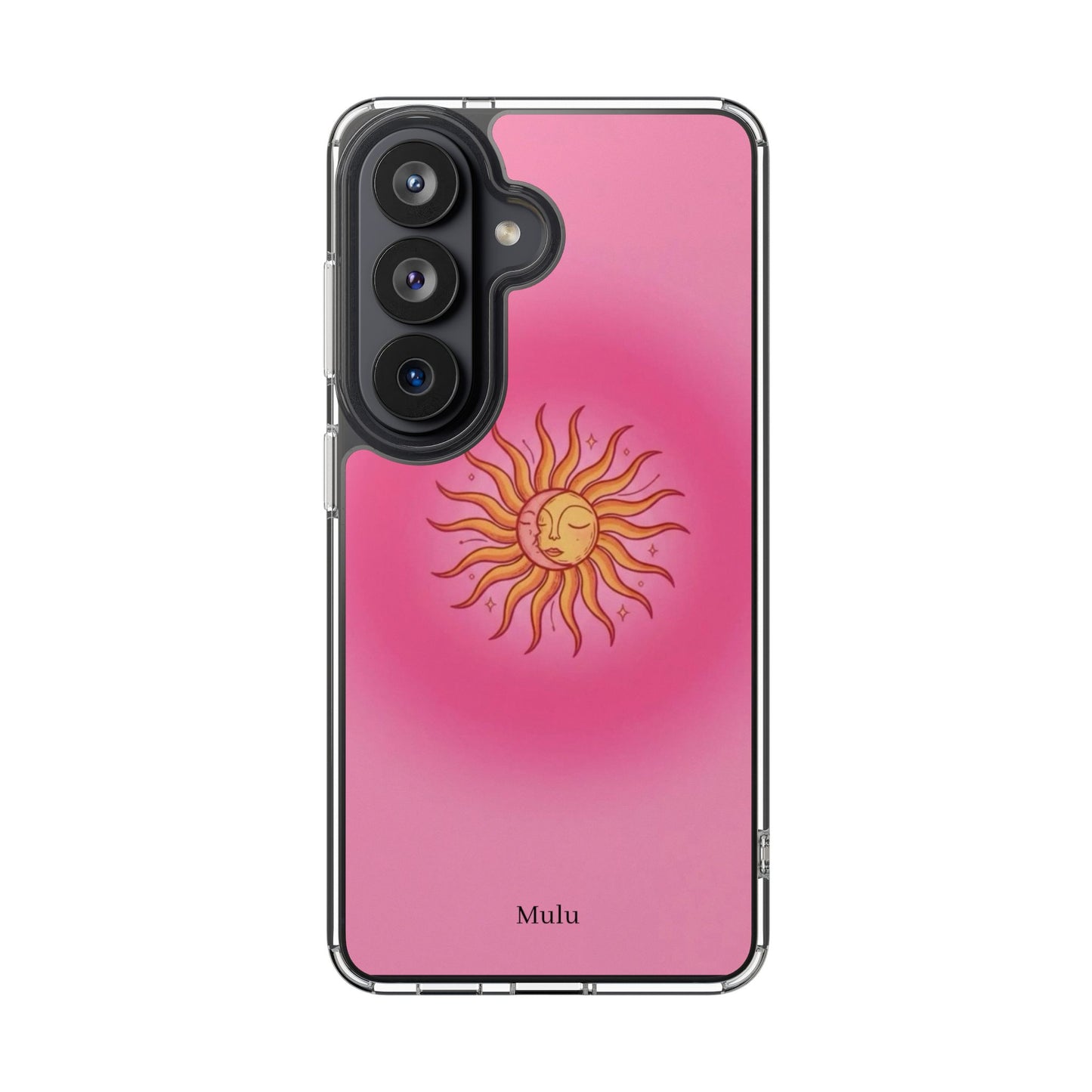Pink Sun Phone Case — Radiant Sunburst Impact-Resistant Clear Case