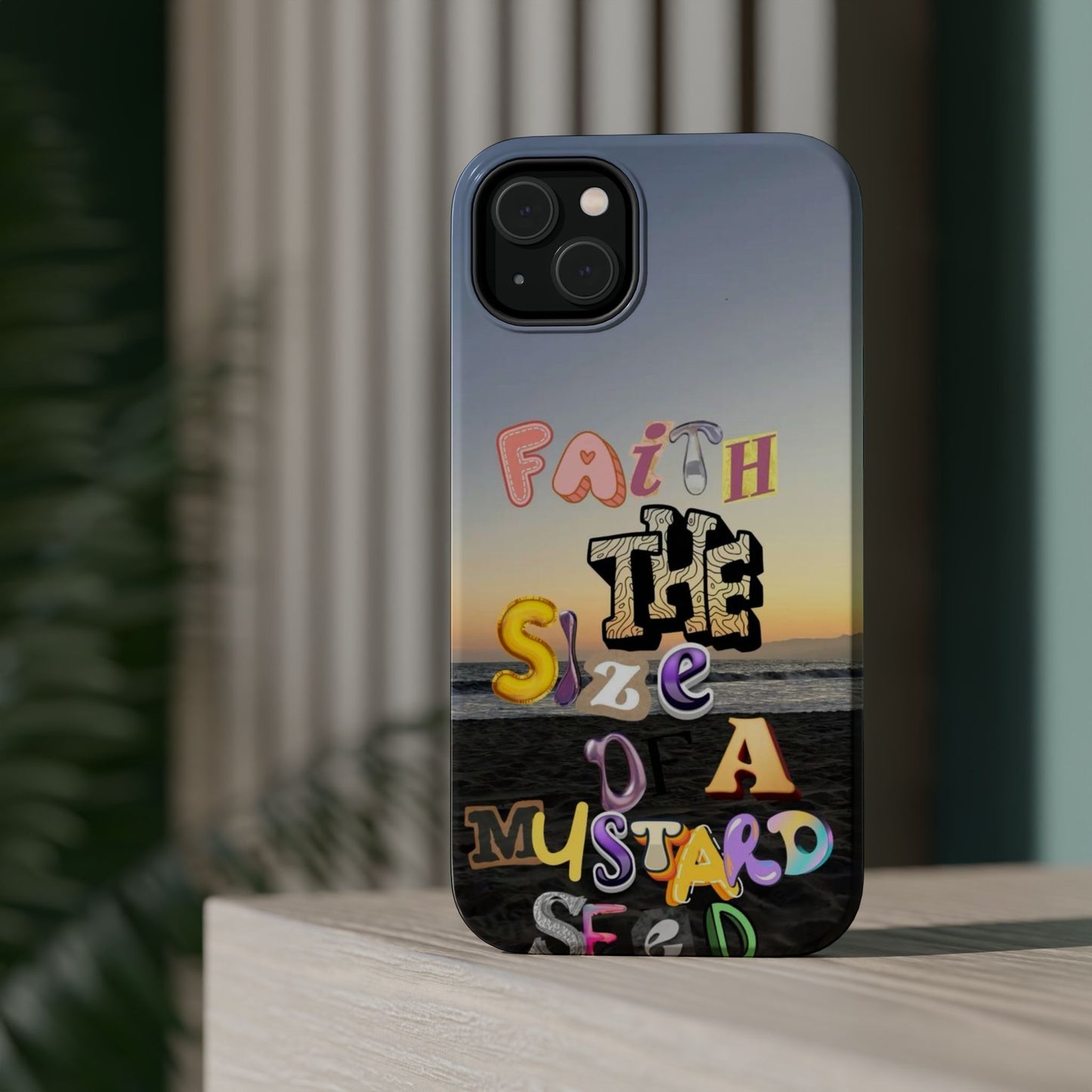 Magnetic Impact-Resistant Phone Case — "Faith the Size of a Mustard Seed" Sunset Design