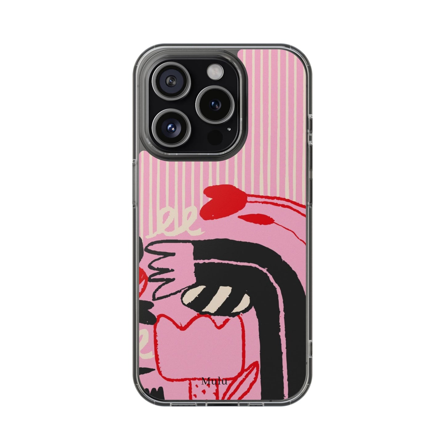 Clear Impact-Resistant Case — Pink Cute Heart Cartoon Design
