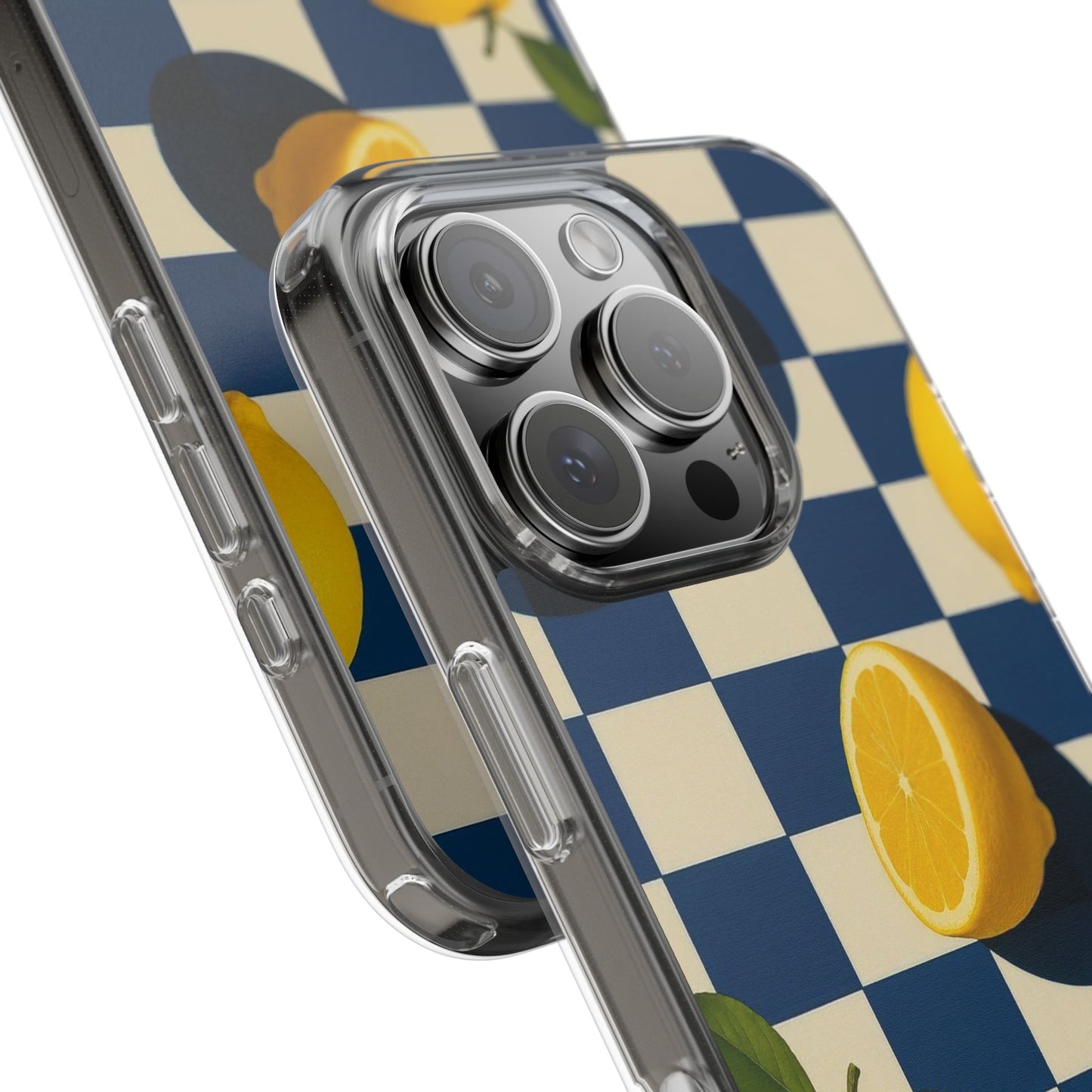 Clear Impact-Resistant Case — Retro Checkered Lemons Phone Case