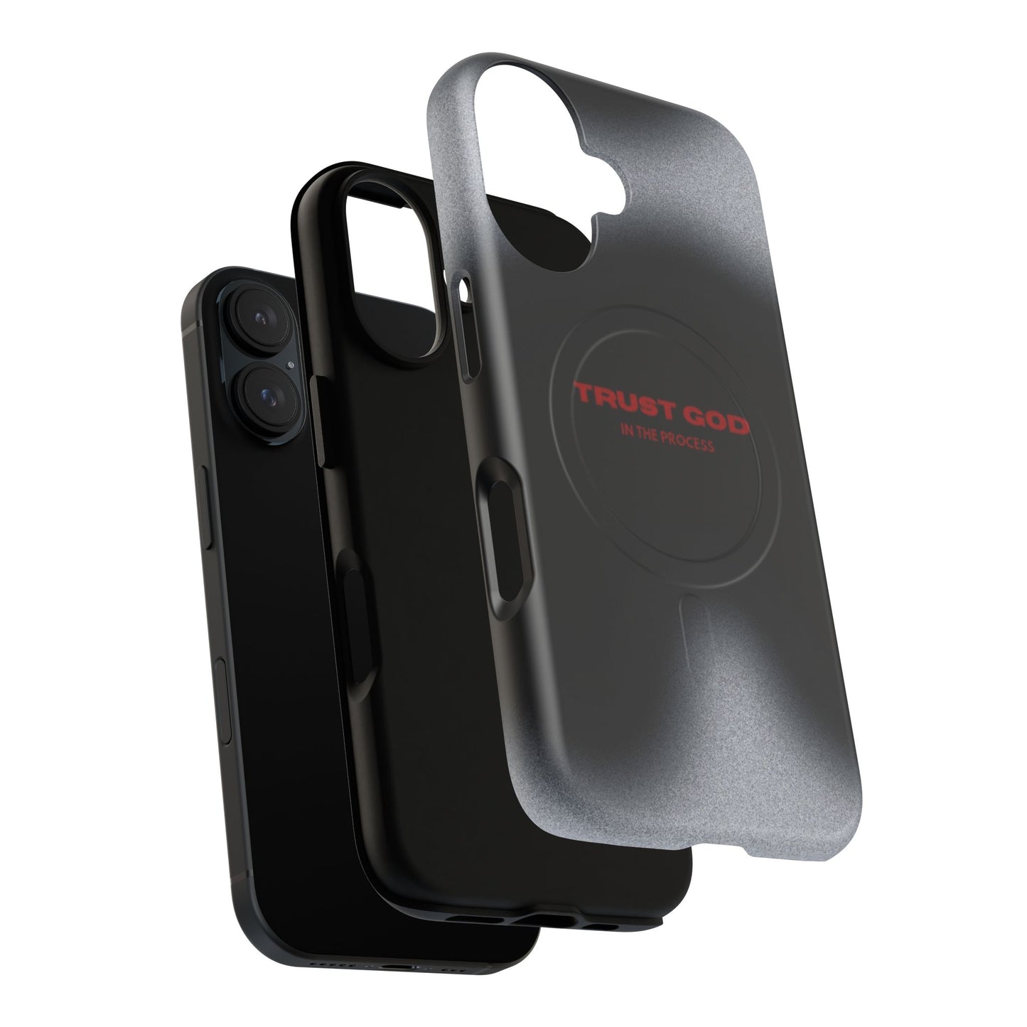 MagSafe Phone Case — "Trust God in the Process" Black Magnetic Tough Case