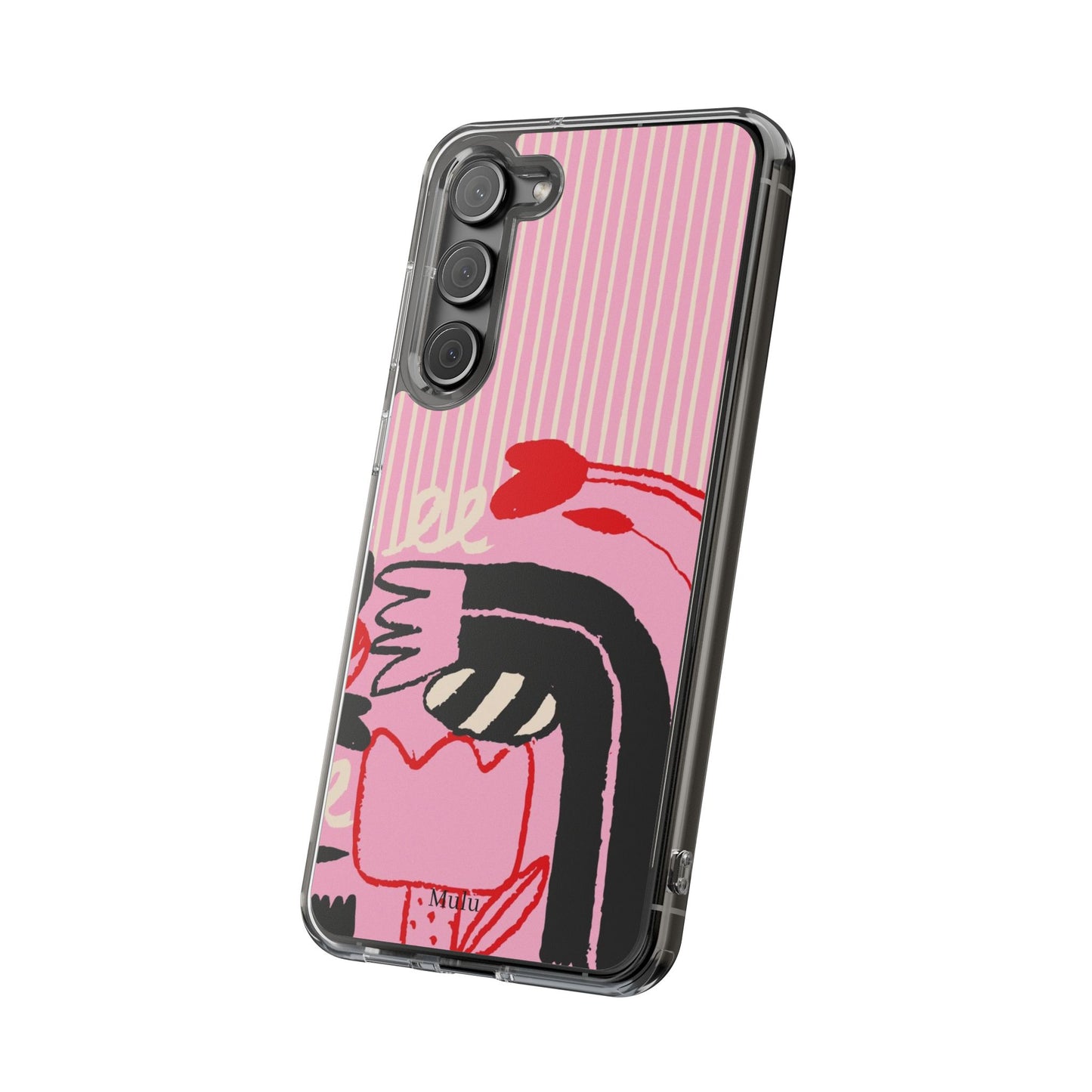 Clear Impact-Resistant Case — Pink Cute Heart Cartoon Design