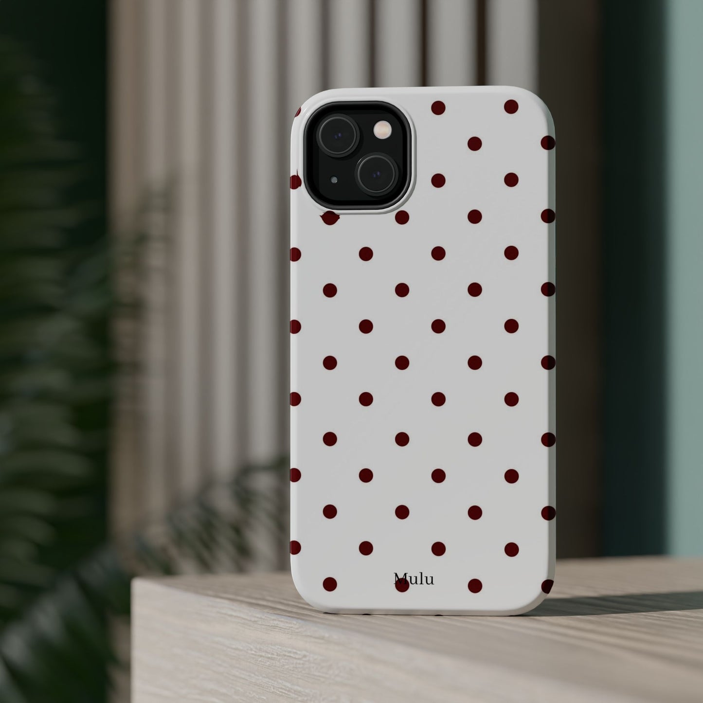 Polka Dot Magnetic Impact-Resistant Phone Case — Red Dots on White
