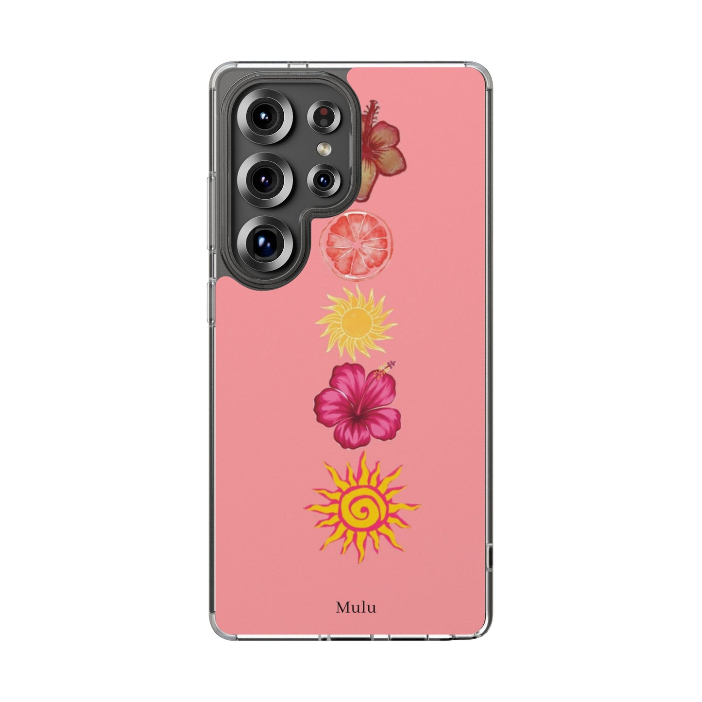 Clear Impact-Resistant Phone Case — Tropical Sun & Hibiscus Floral Design