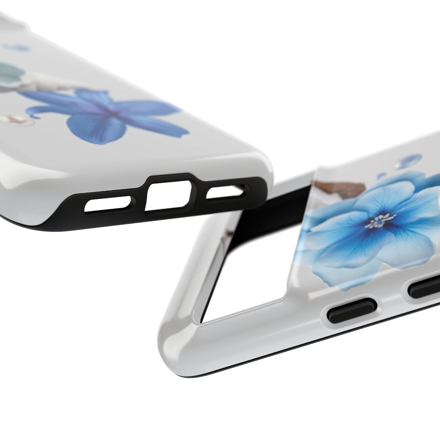 Tropical Blue Floral Phone Case — Coconut, Shell & Starfish Design