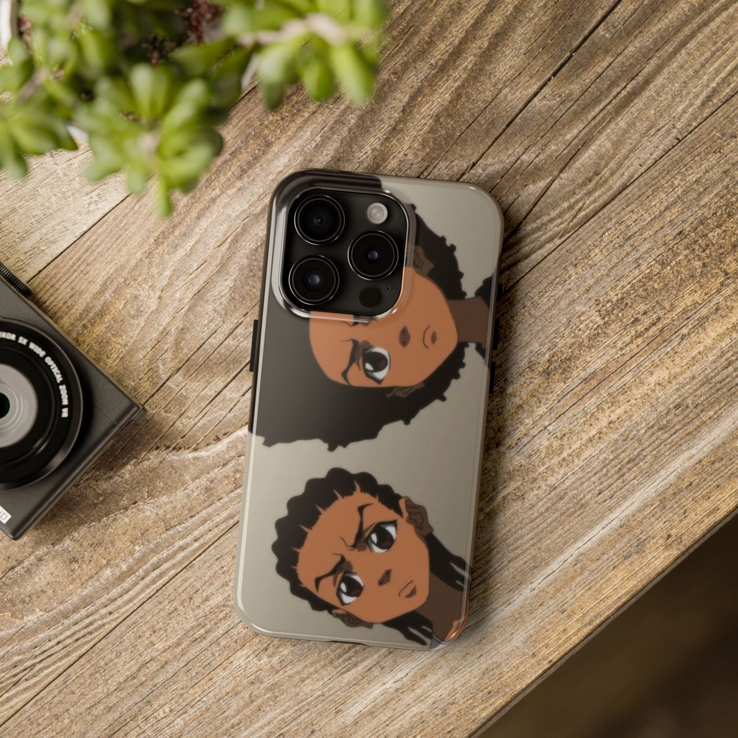 Tough Phone Case — Afro Anime Duo Face Design, Protective Shockproof Cover