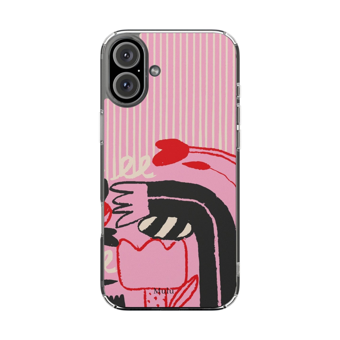 Clear Impact-Resistant Case — Pink Cute Heart Cartoon Design