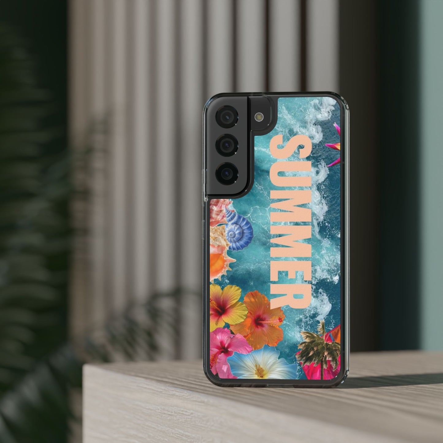Summer Floral Clear Impact Phone Case — "SUMMER" Tropical Hibiscus Design