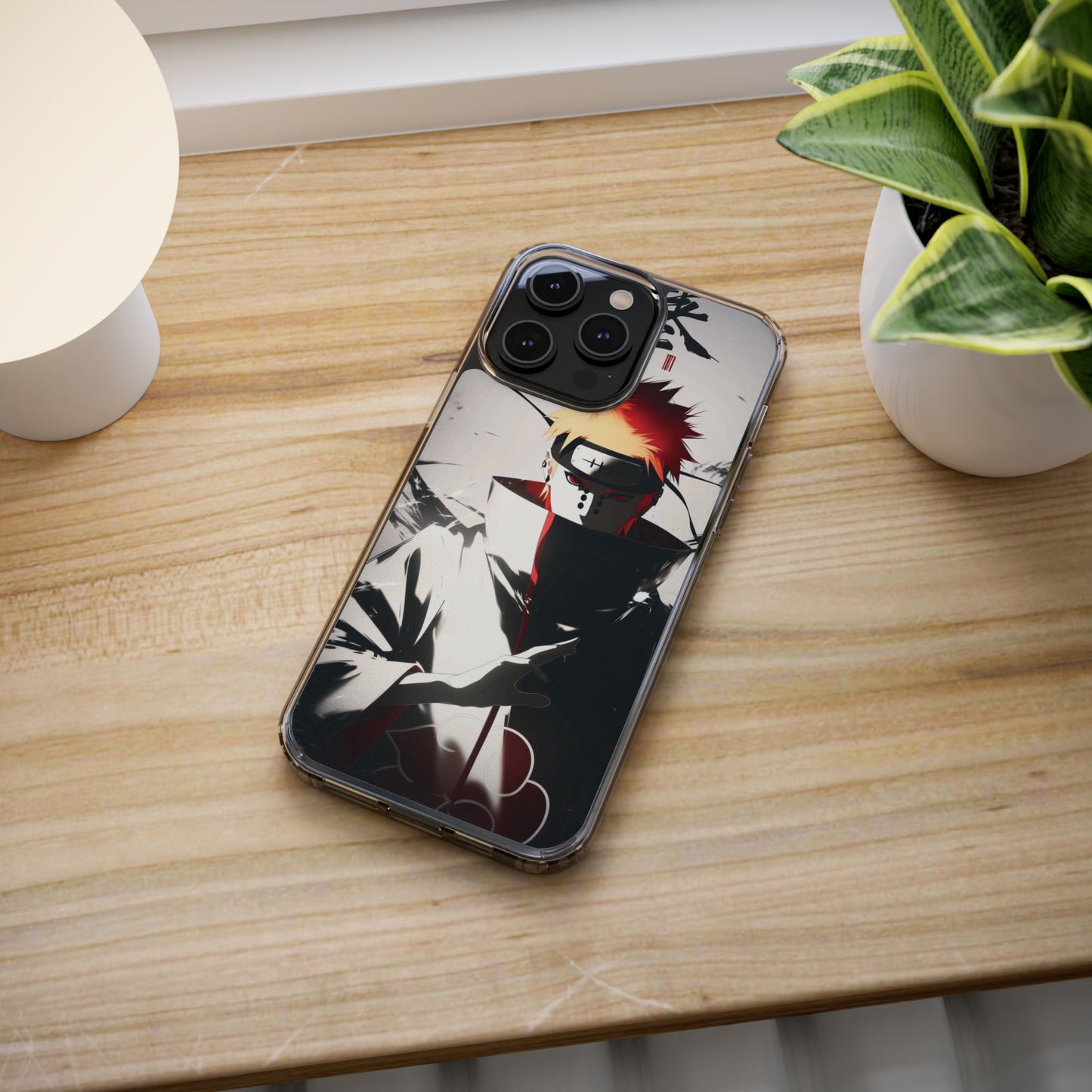 Clear Impact-Resistant Phone Case — Anime Akatsuki Shadow Design