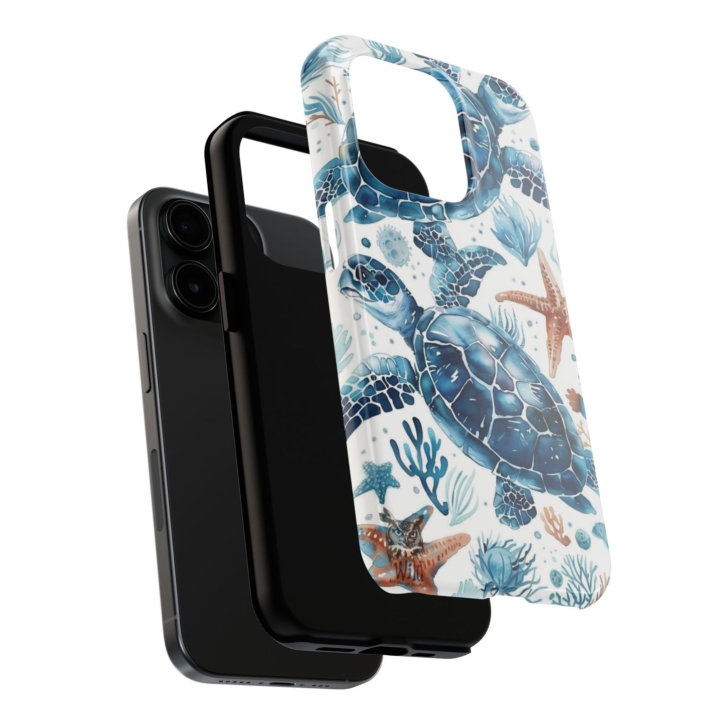 Sea Turtle Tough Phone Case — Blue Ocean Marine Life Protective Cover