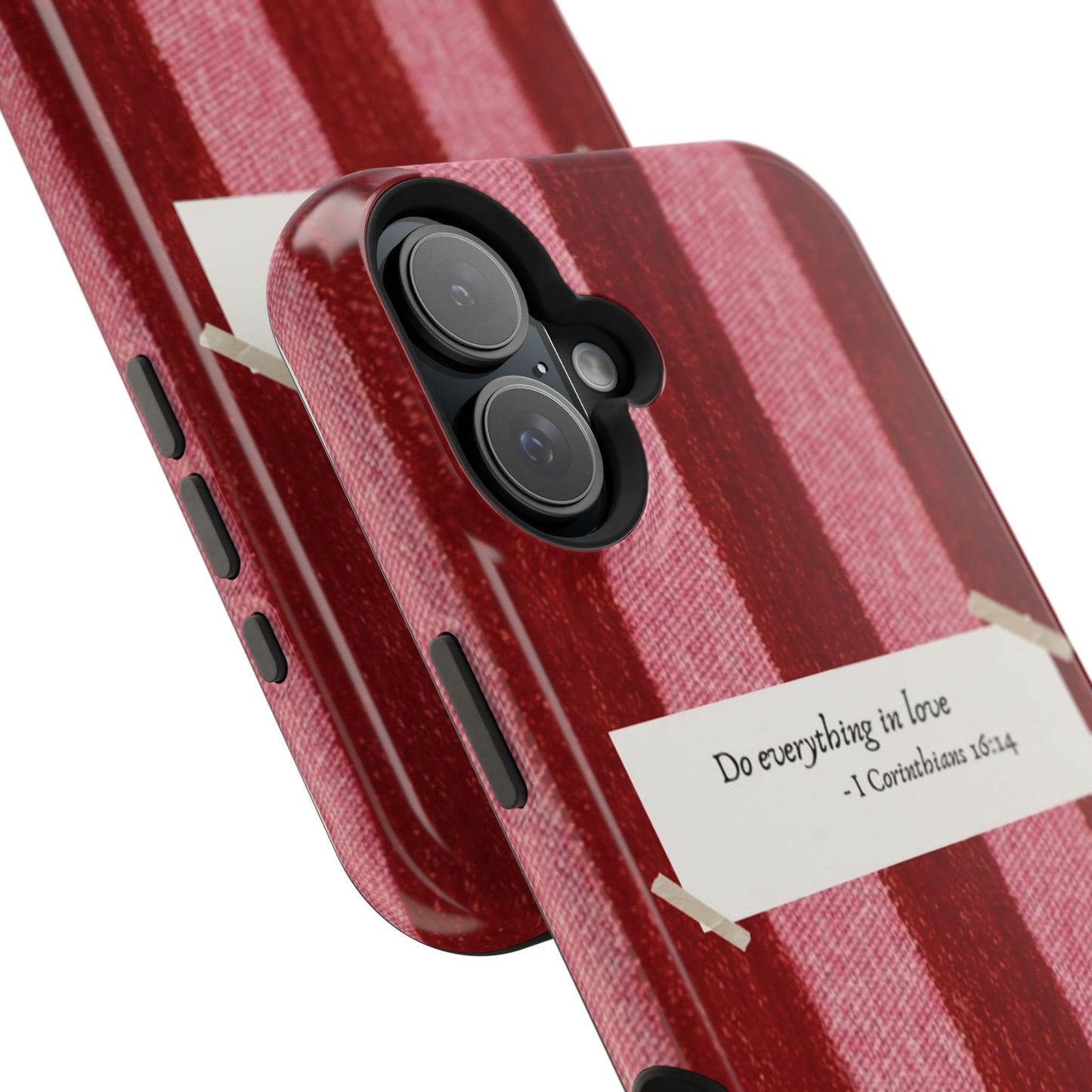 Christian Quote Red Stripe Phone Case — “Do everything in love” Magnetic Impact-Resistant Case