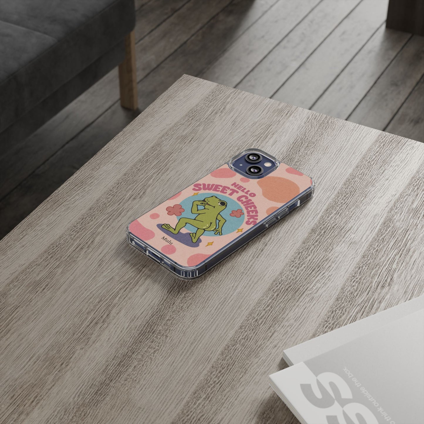 Clear Impact Phone Case — "Hello Sweet Cheeks" Retro Frog Design