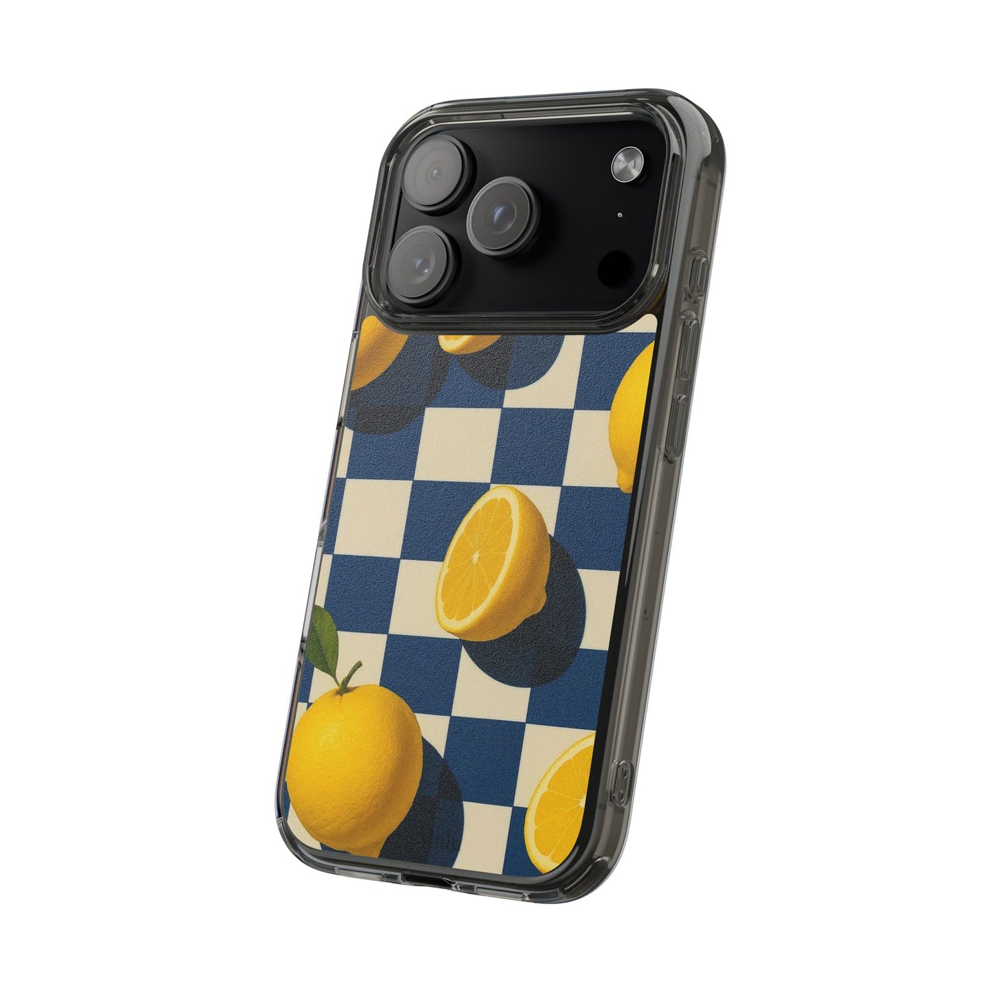 Clear Impact-Resistant Case — Retro Checkered Lemons Phone Case