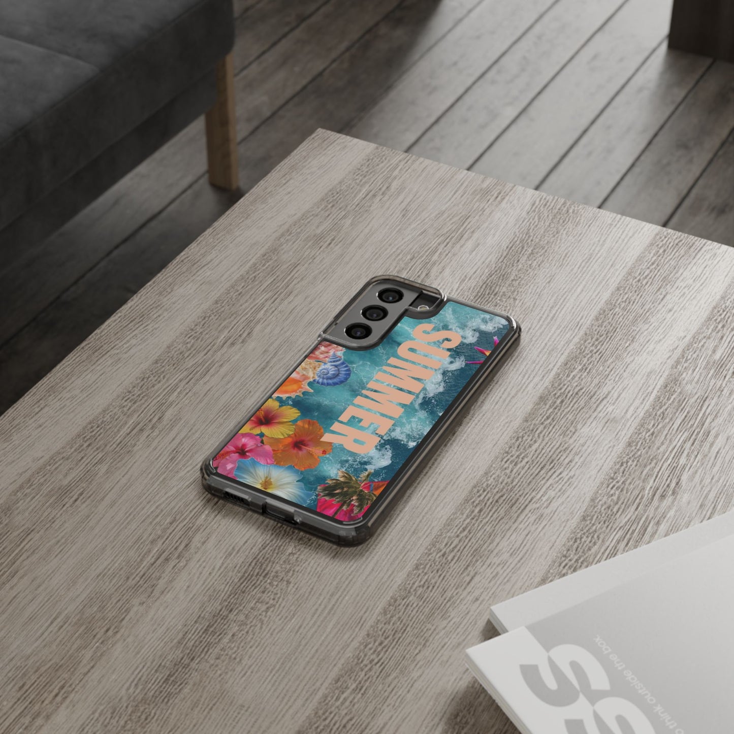 Summer Floral Clear Impact Phone Case — "SUMMER" Tropical Hibiscus Design
