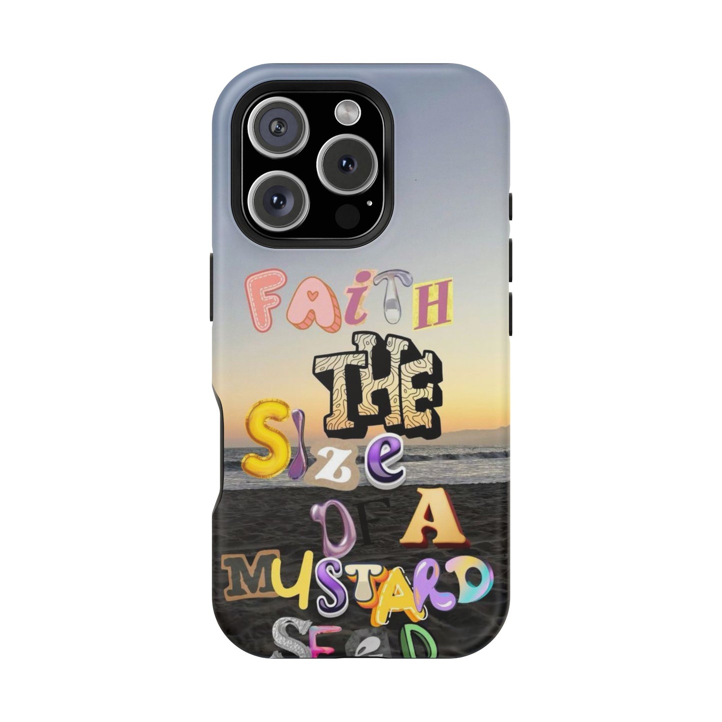 Magnetic Impact-Resistant Phone Case — "Faith the Size of a Mustard Seed" Sunset Design